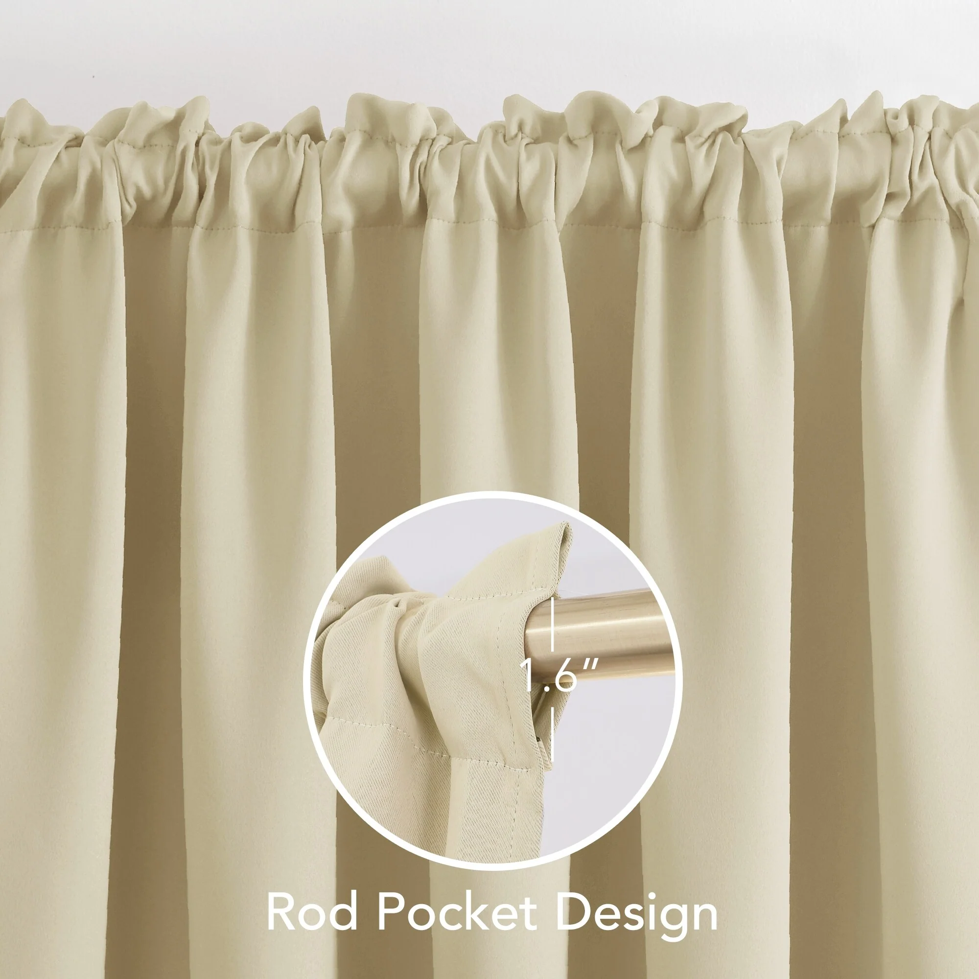 Deconovo Solid Rod Pocket Curtain Panel Pair (2 Panel)