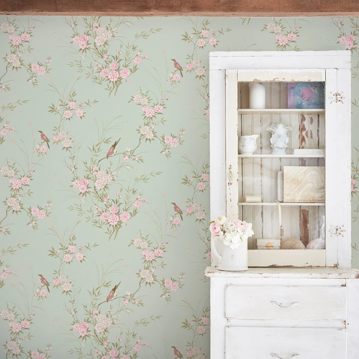 Shabby Chic by Rachel Ashwell Bird Chinoiserie Green Wallpaper