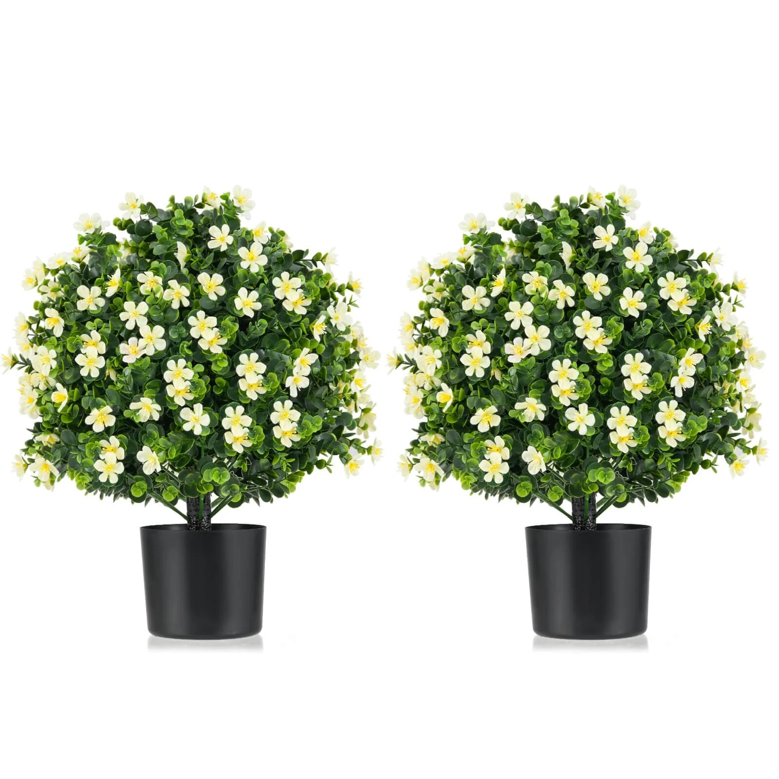 Costway 2 Pack Artificial Boxwood Topiary Ball Tree Faux Shrub Bushes