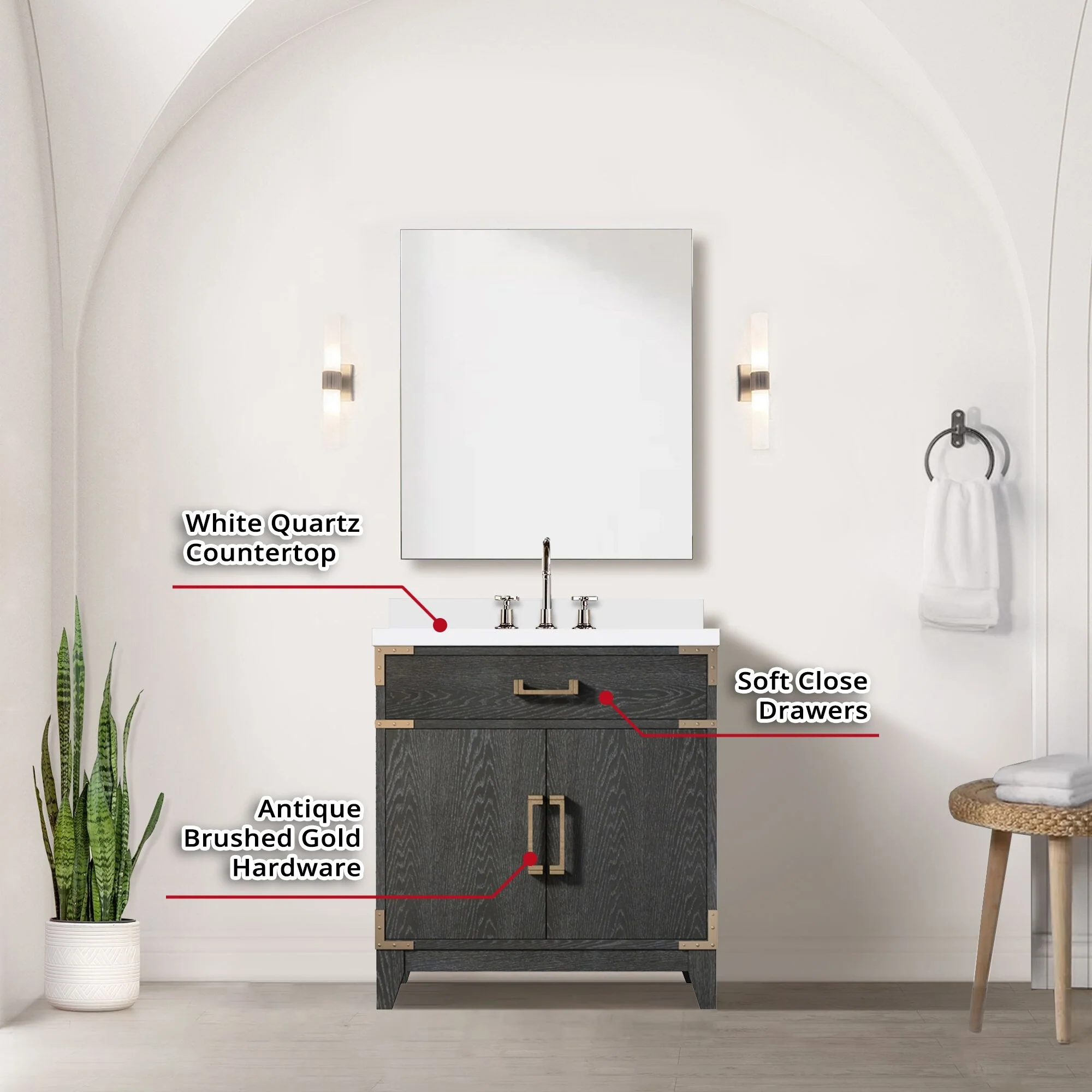 Laurel Bath Vanity Quartz Top, Sink and Faucet