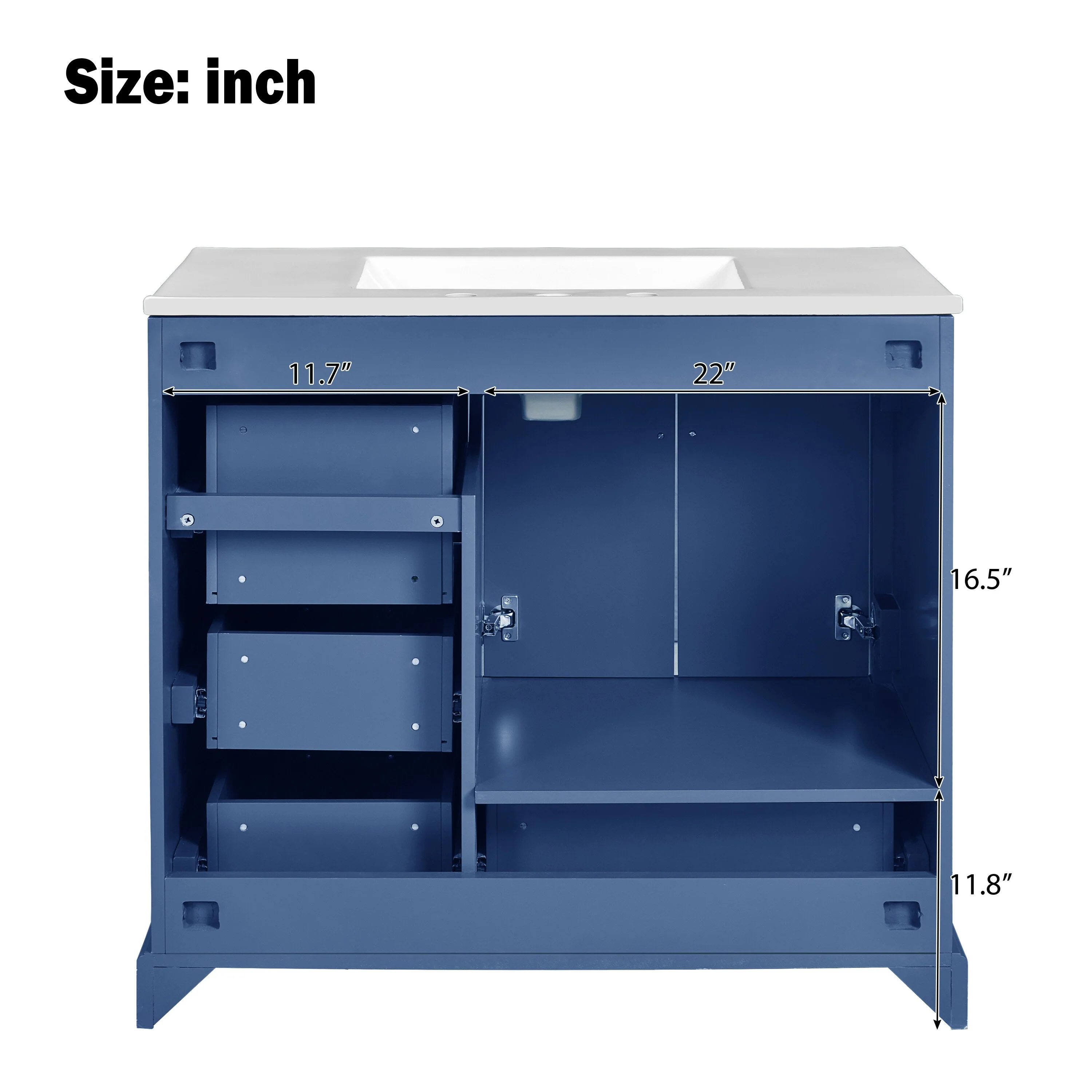 Bathroom Vanity with Resin Sink, Bathroom Vanity Set with 4 Drawers, Bathroom Storage Cabinet with 2 Soft Close Doors