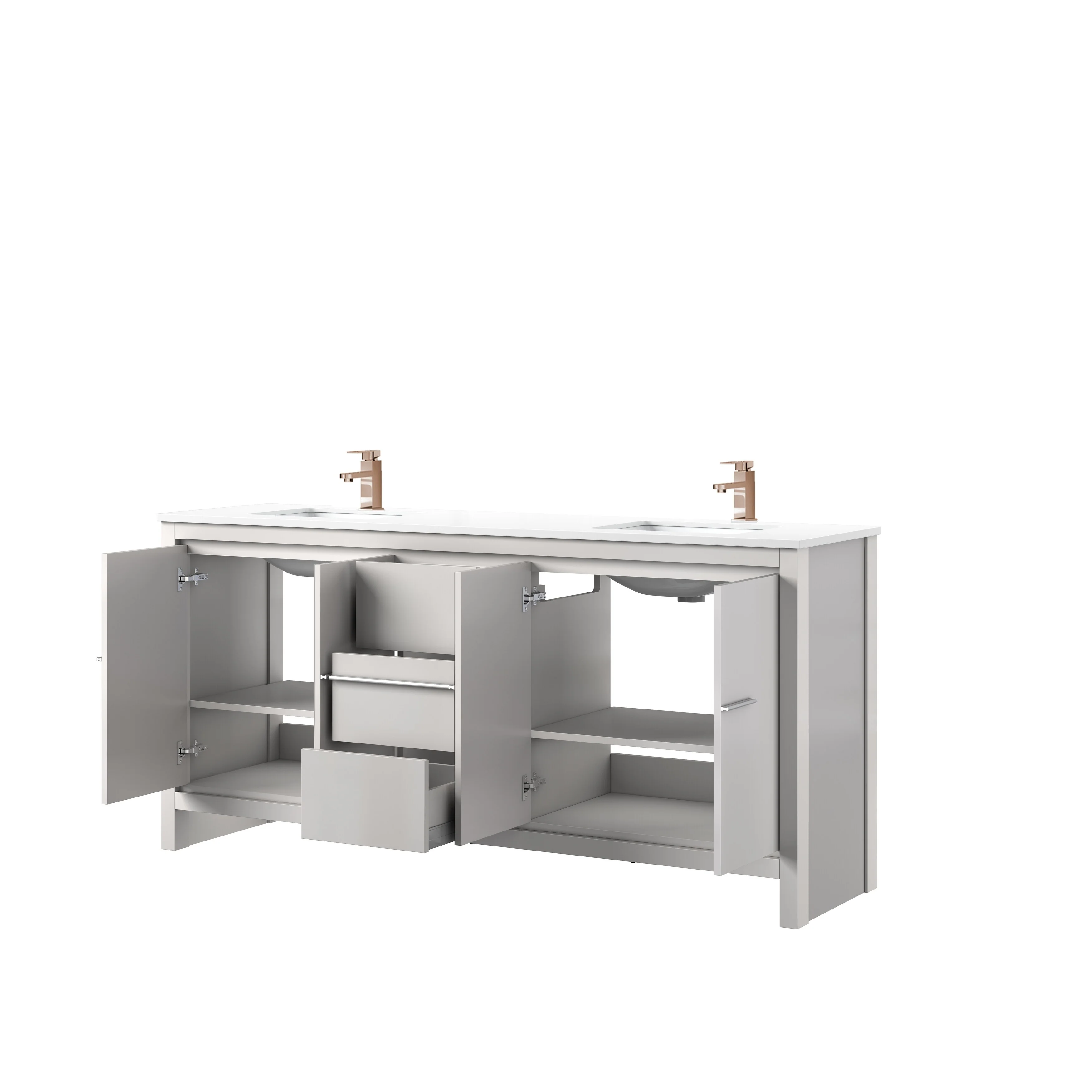 Lafarre Bath Vanity Cultured Marble Top, Sink and Rose Gold Faucet
