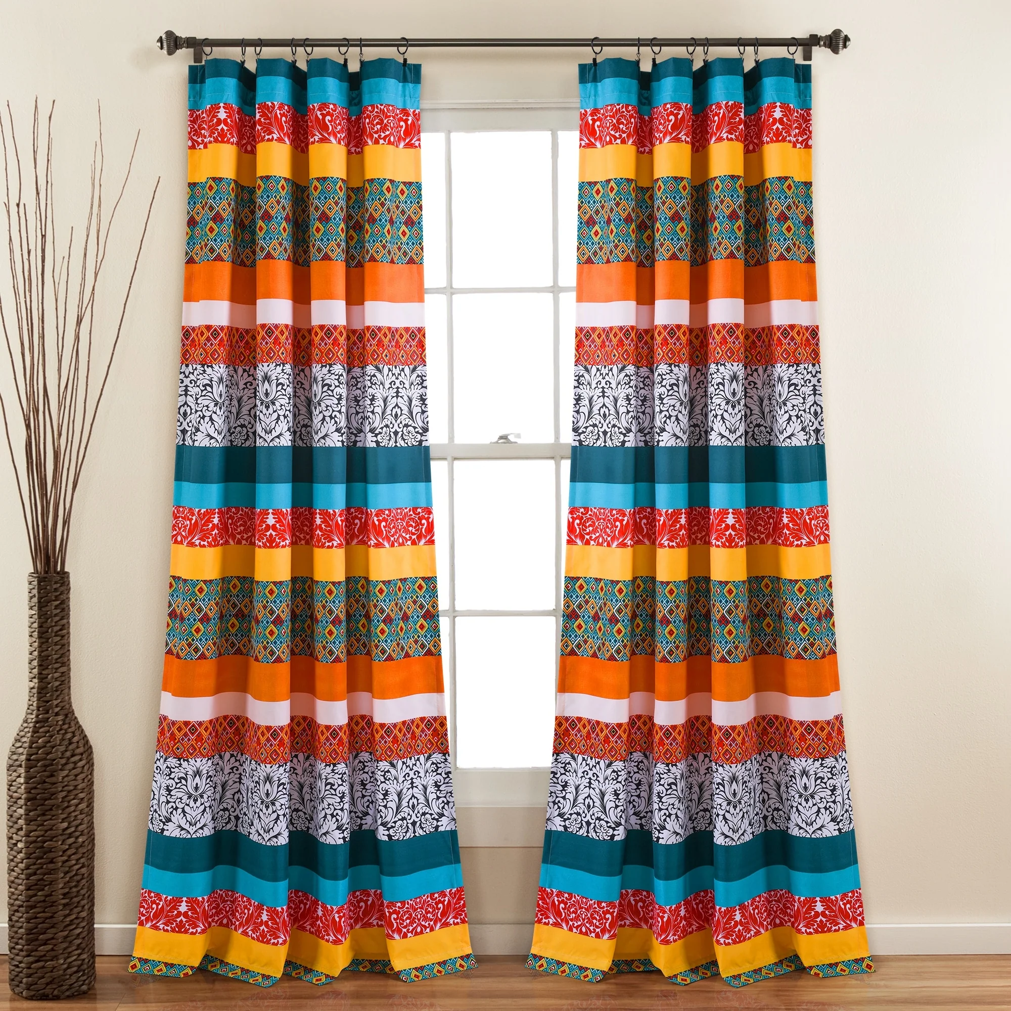 Lush Decor Boho Stripe Window Curtain Panel Pair
