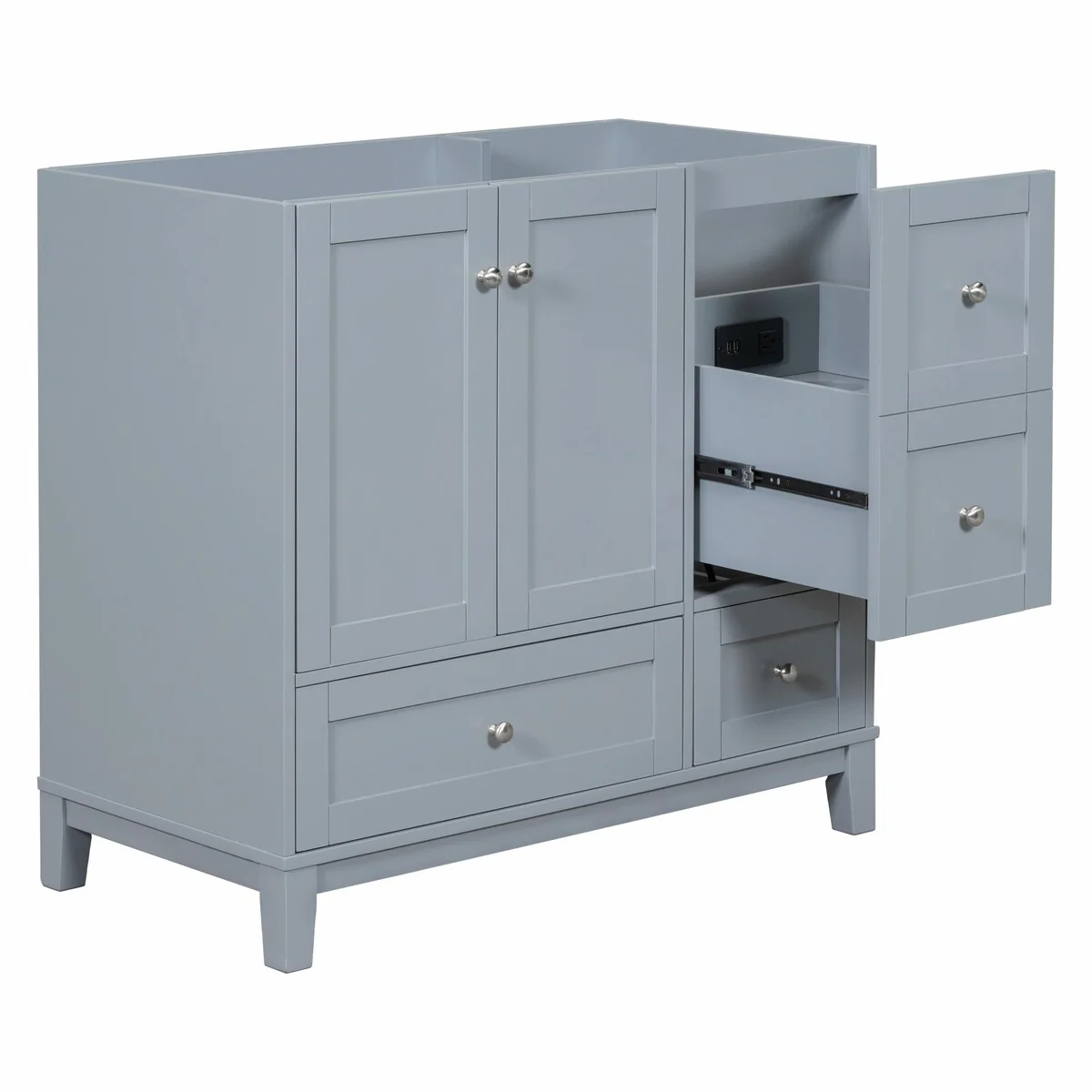 Modern 36-Inch Bathroom Vanity with Resin Sink and Ample Storage