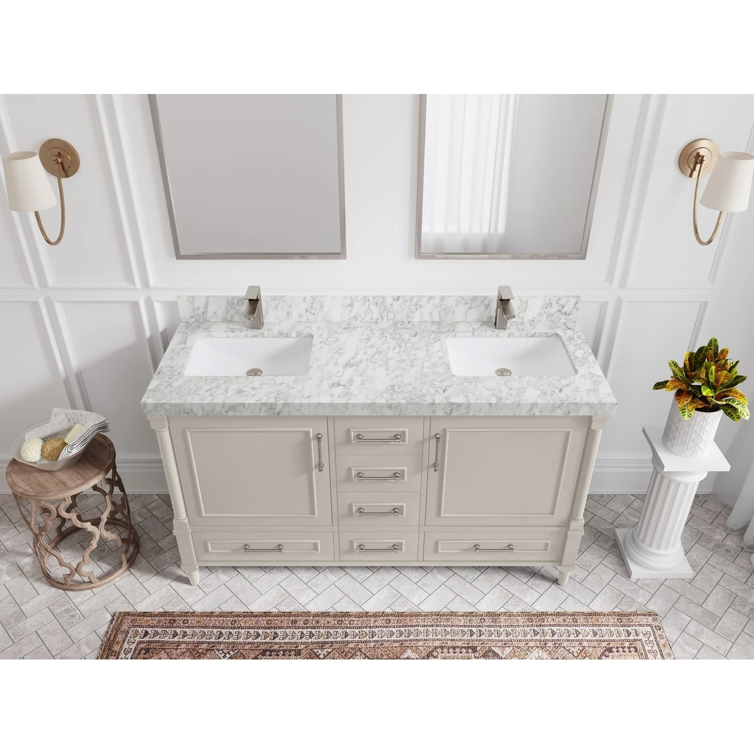 Willow Collections 60 in. W x 22 in. D Aberdeen Double Sink Bathroom Vanity with Countertop
