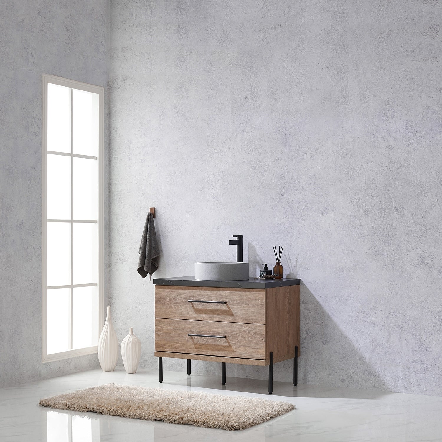 Trento Bath Vanity with Sintered Stone Top with Concrete Sink (C)