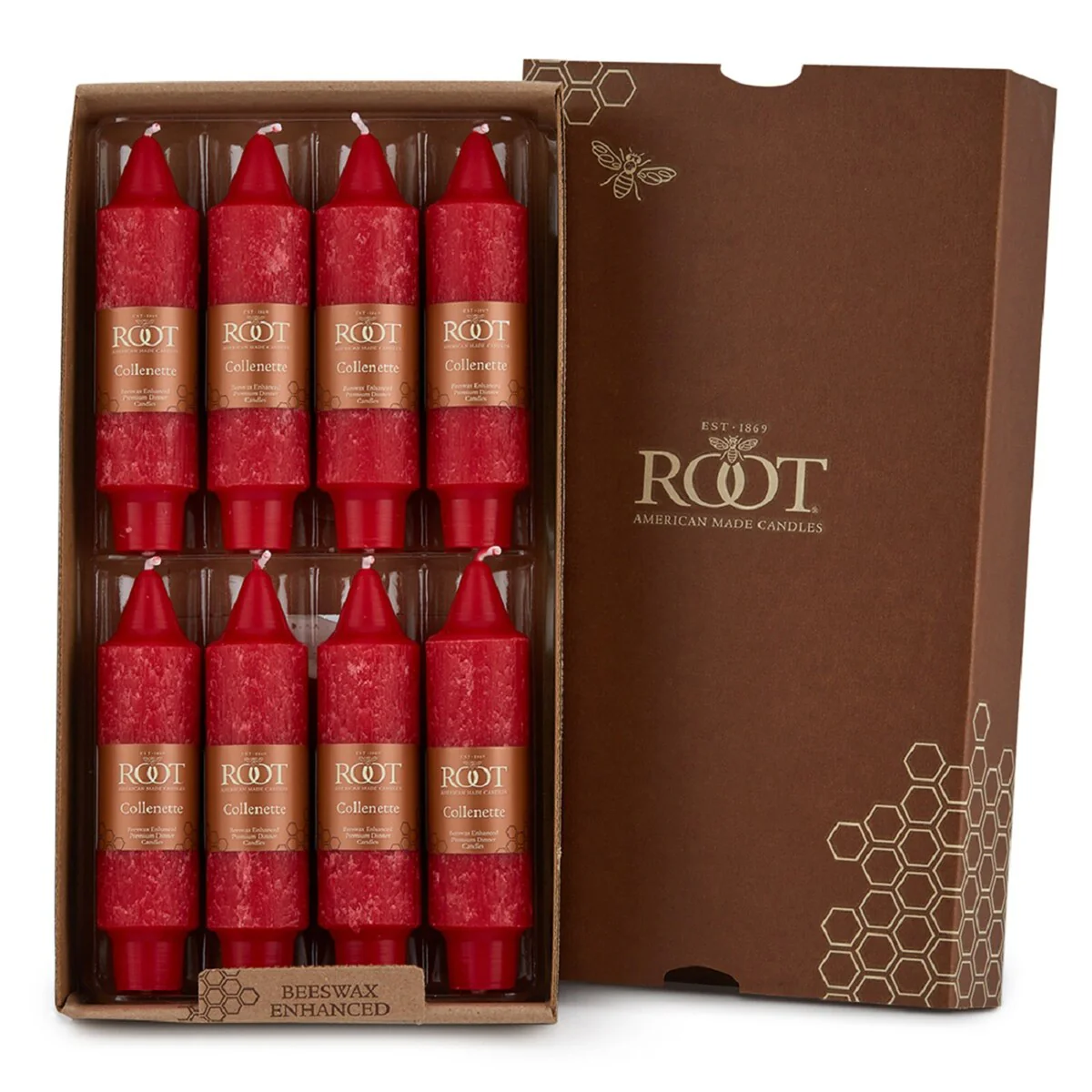 Root Unscented 5 In. Timberline™ Collenette Taper Candles box of 8 - 5 X 1-1/4