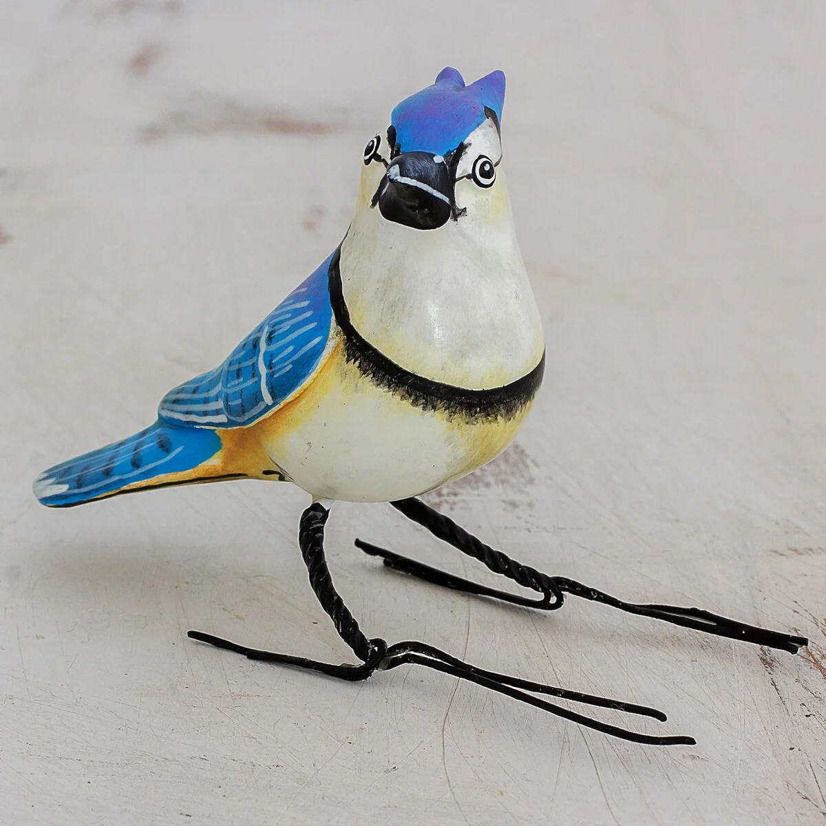 Novica Handmade Blue Jay Ceramic Figurine