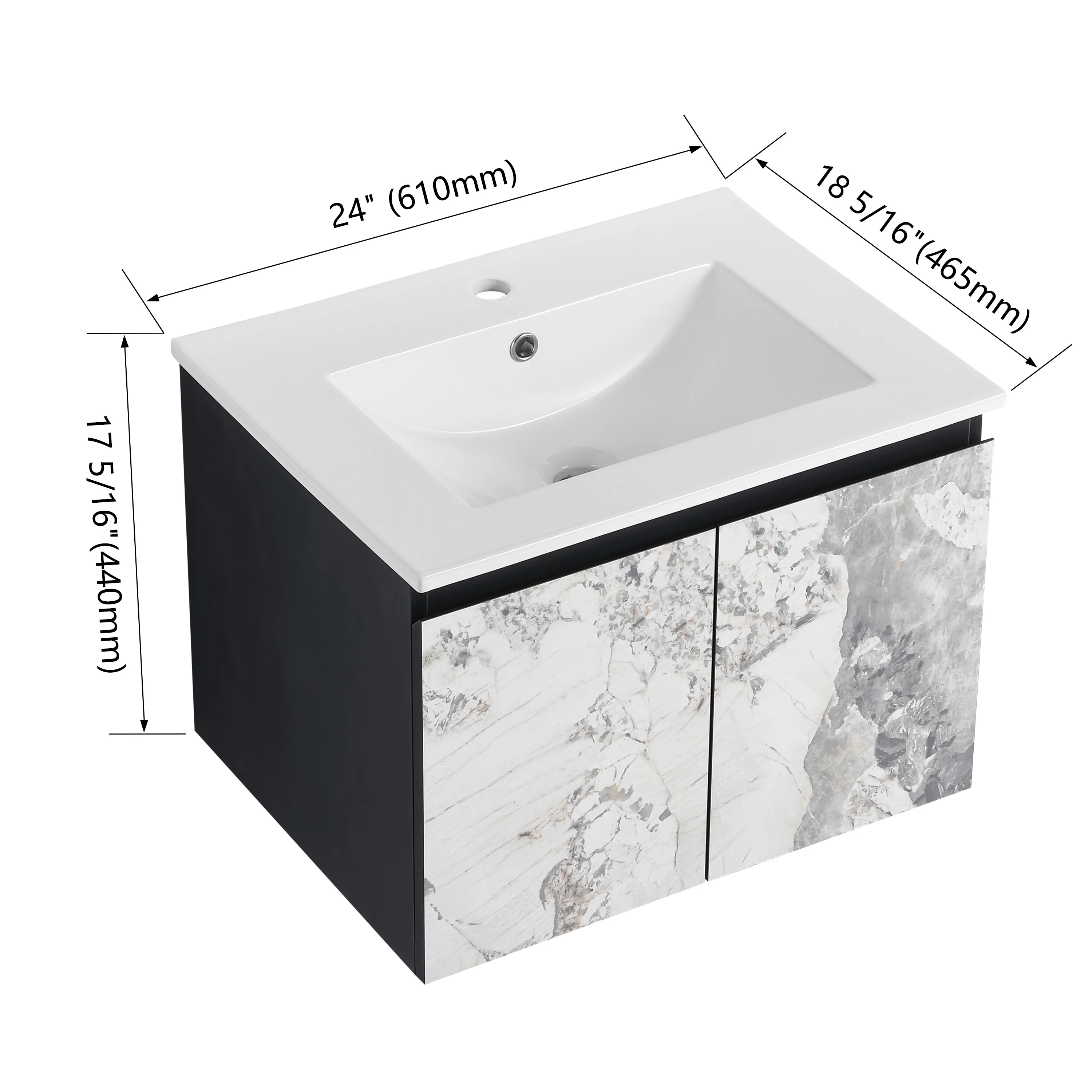 BNK 24/30/48 Inch Double Sink Bathroom Vanity with Soft Close Door