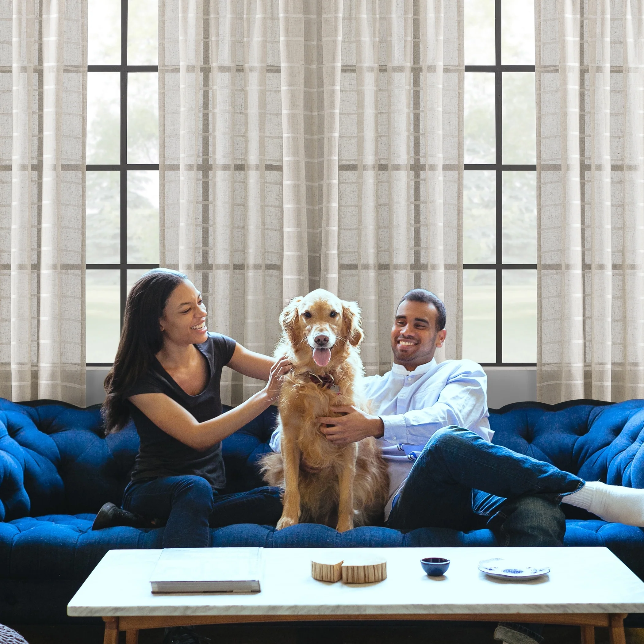 Clean Window Twill Stripe Anti-Dust Linen Blend Sheer Curtain Panel, Single Panel