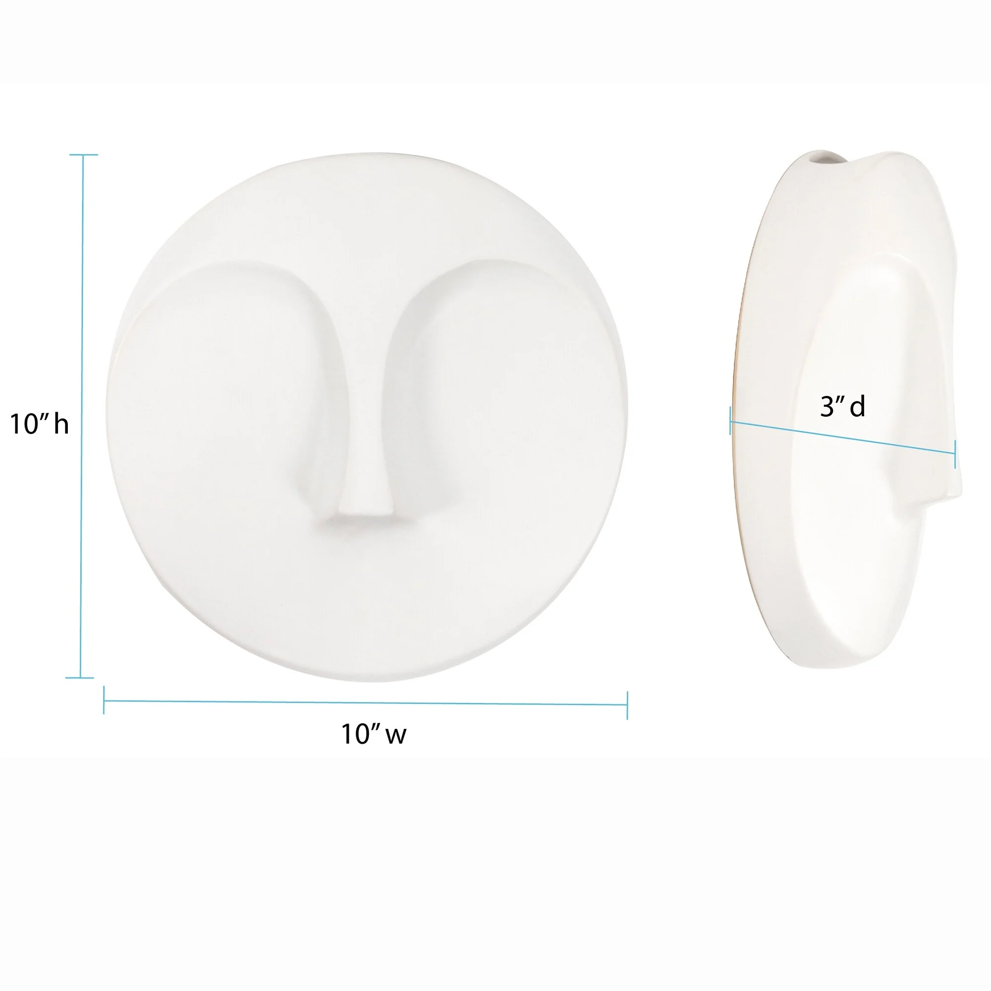Allan Andrews Matte White Round Face Wall Sculpture