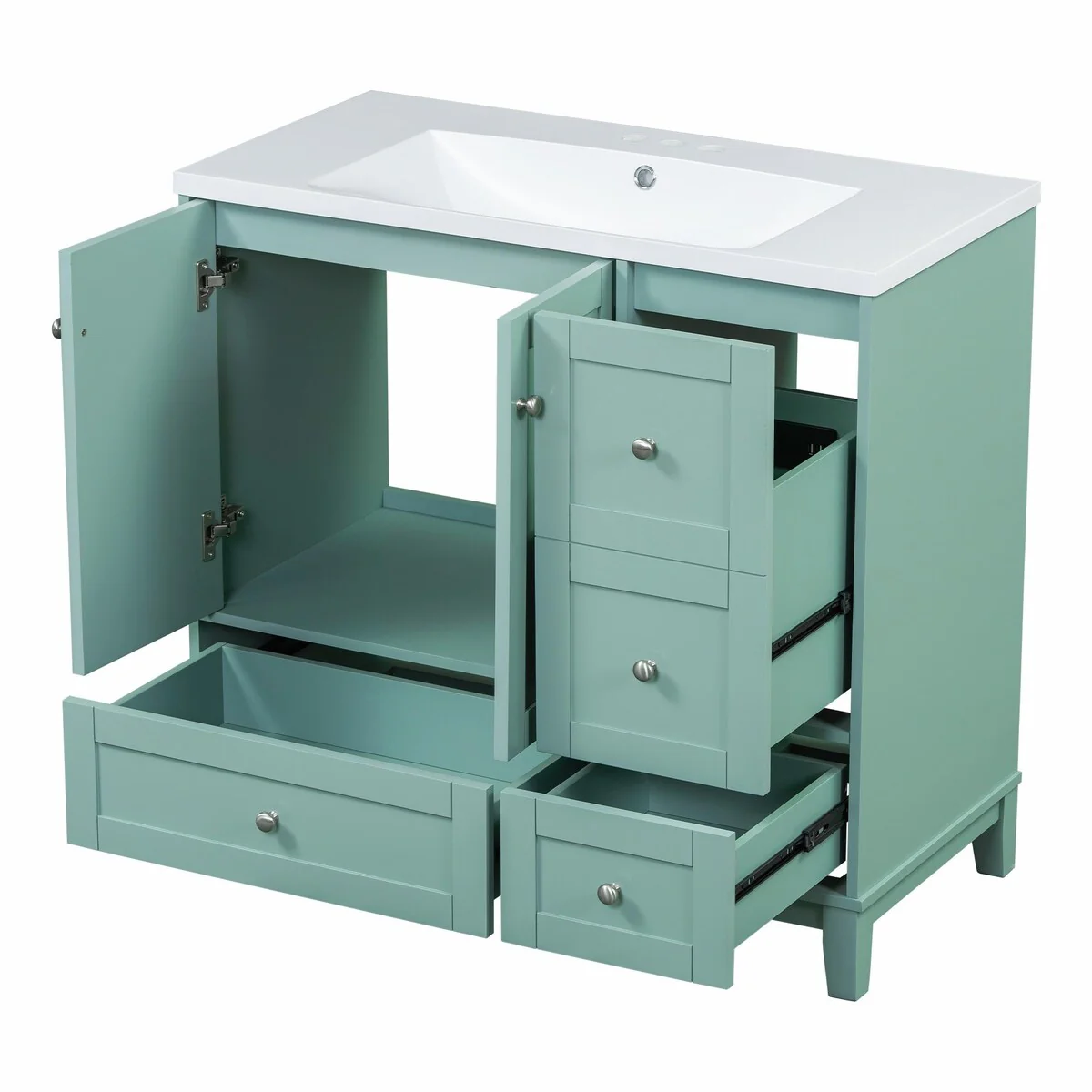 Modern 36-Inch Bathroom Vanity with Resin Sink and Ample Storage