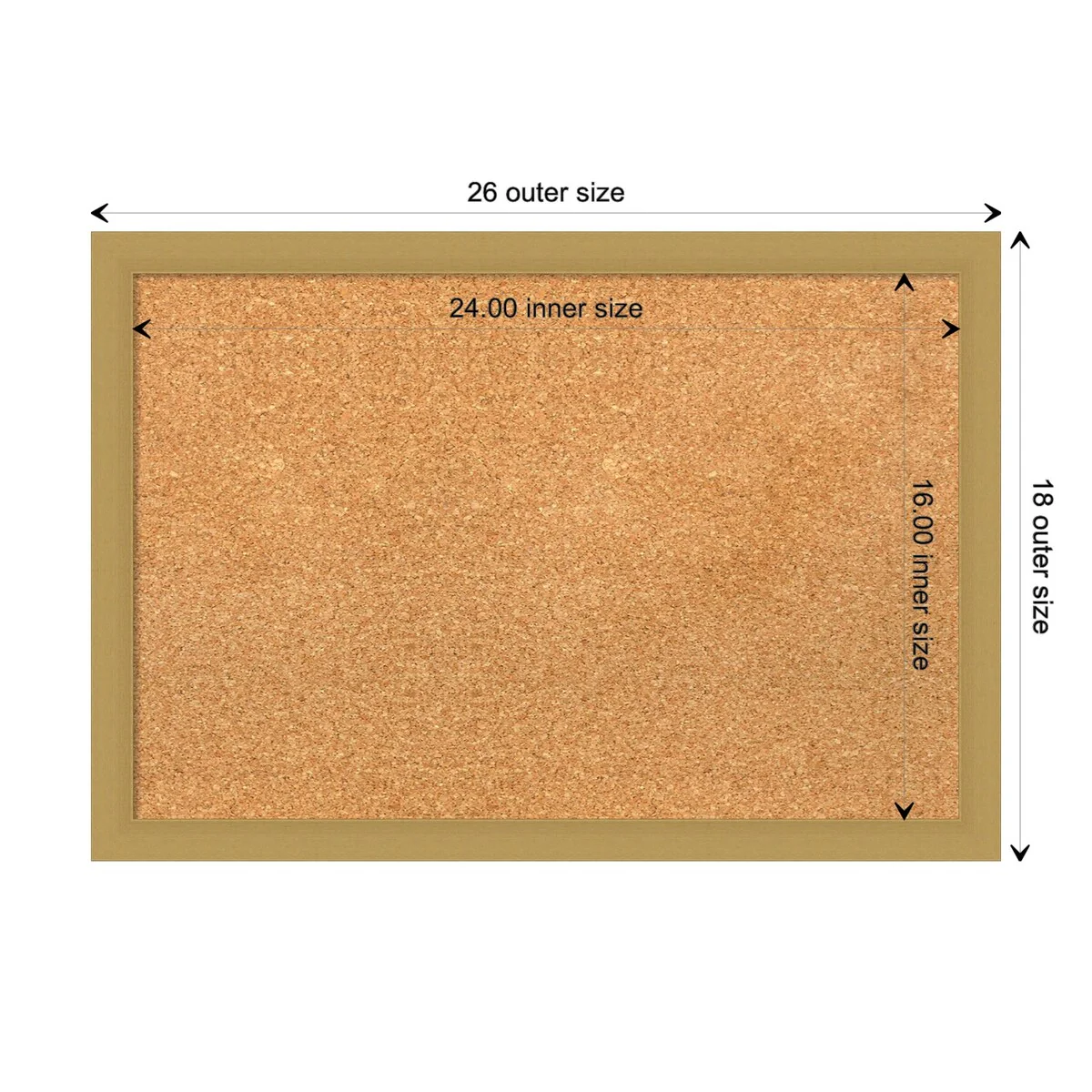 Grace Narrow Framed Natural Corkboard Bulletin Board