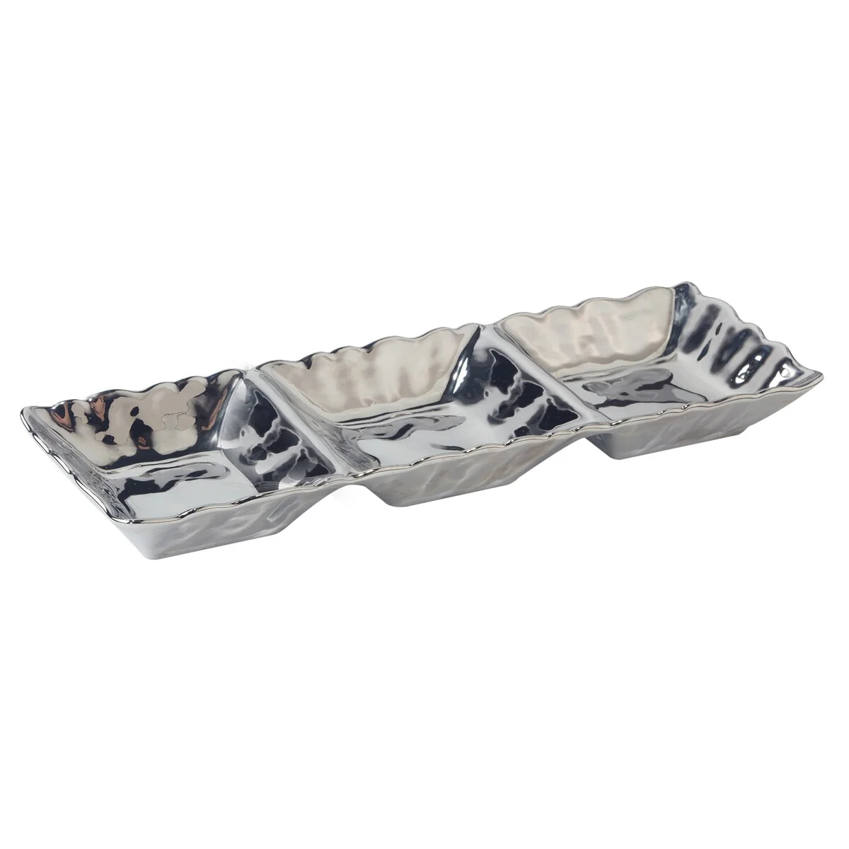 Certified International Silver Coast 3 Section Tray 15