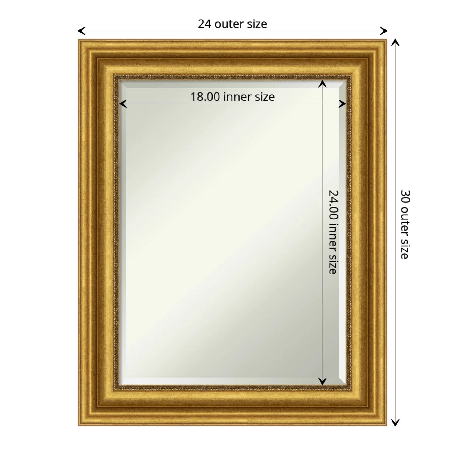 Beveled Bathroom Wall Mirror - Parlor Gold Frame
