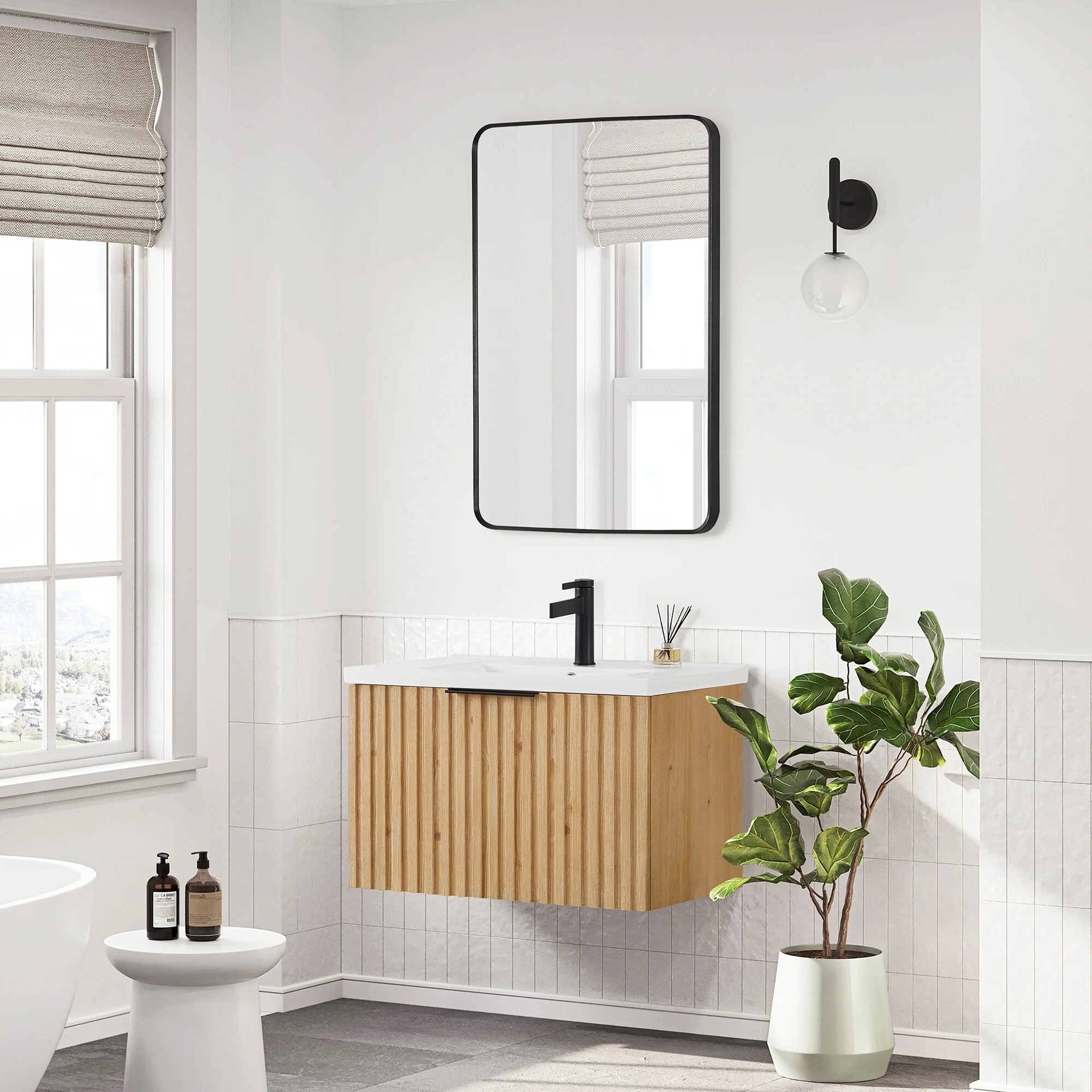 Manila Floating Bath Vanity with Ceramic Basin Top without Mirror