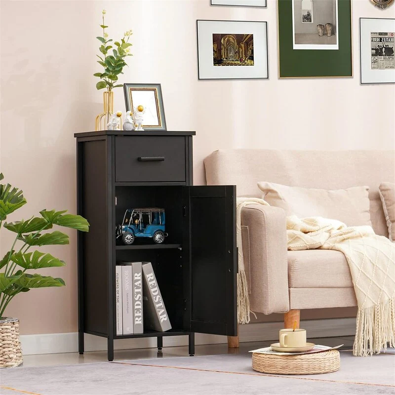 Narrow Floor Storage Cabinet with 1 Door and 1 Drawer - 11.8