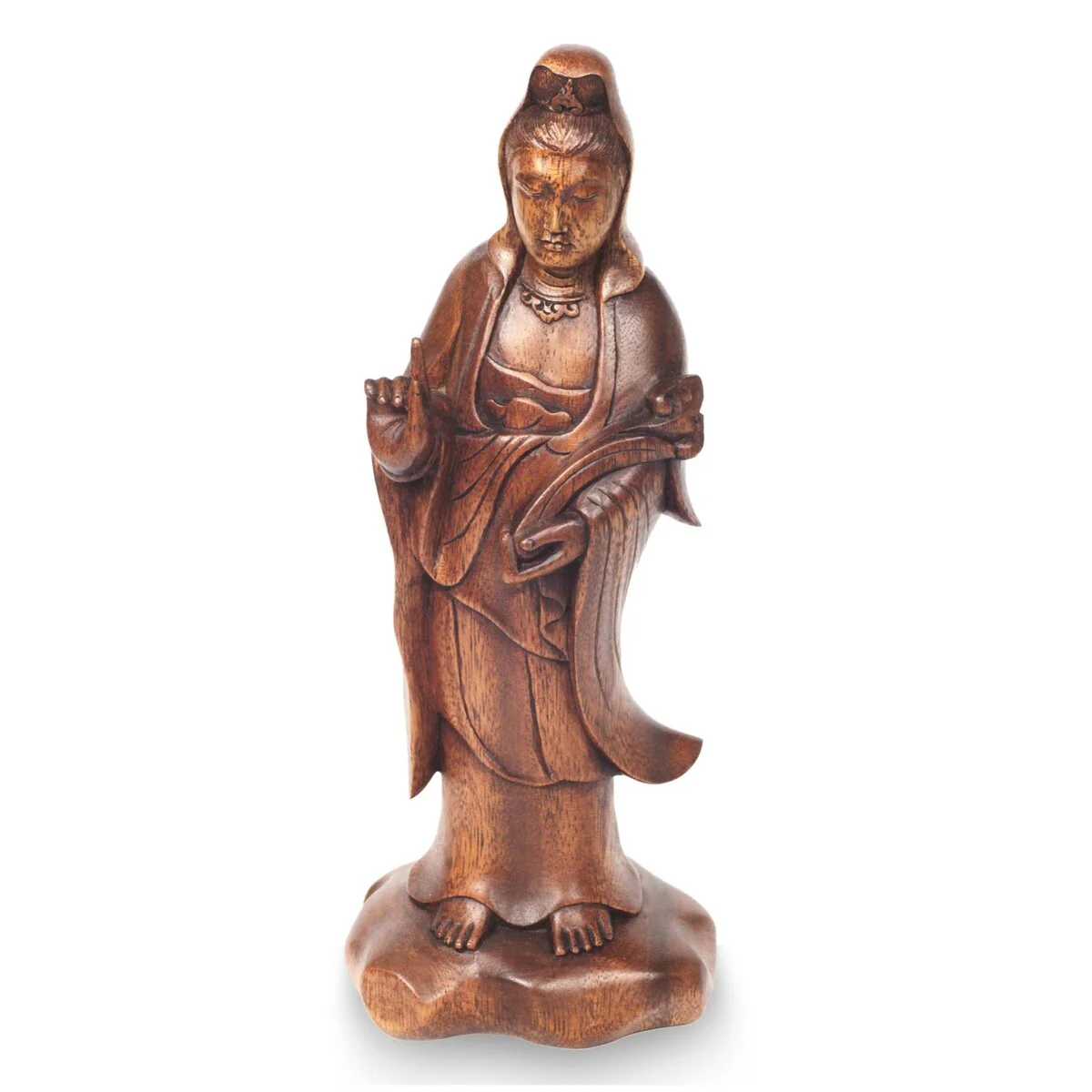 Handmade Beautiful Kwan Im Wood statuette (Indonesia) - 37 x 19 x 14