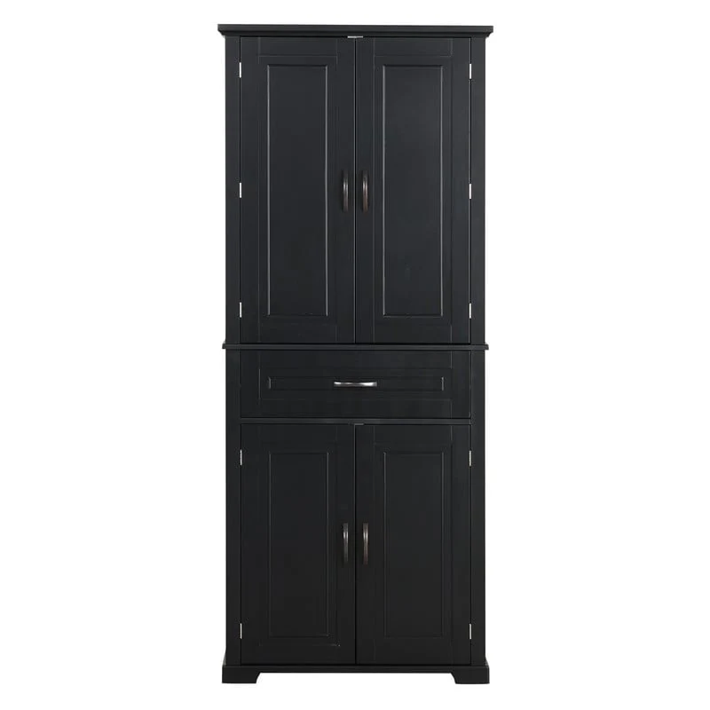 Bathroom Floor Cabinet, Freestanding Storage Cabinet with Doors and Drawer, Kitchen Cupboard with Adjustable Shelf