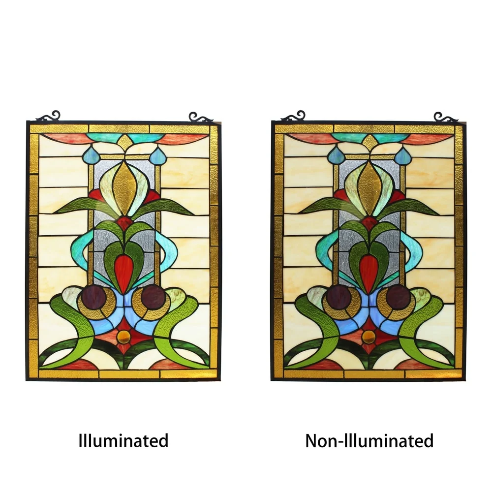 Gracewood Hollow Nzuji Floral Stained Glass Window Panel Suncatcher