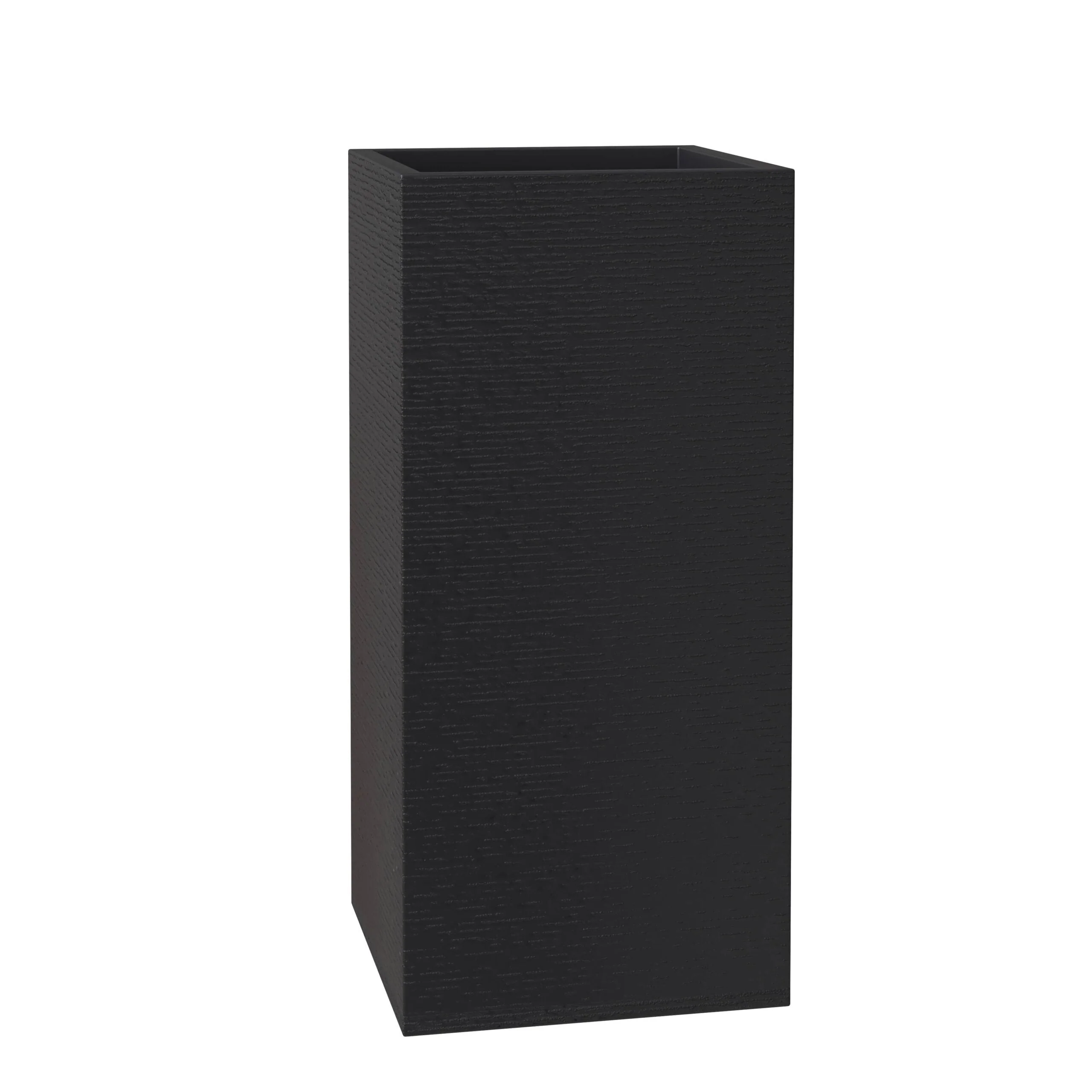 Basalt Tall Square Fiberstone Planter, Modern Weather-Resistant Indoor/Outdoor Pot with Drainage by LeisureMod