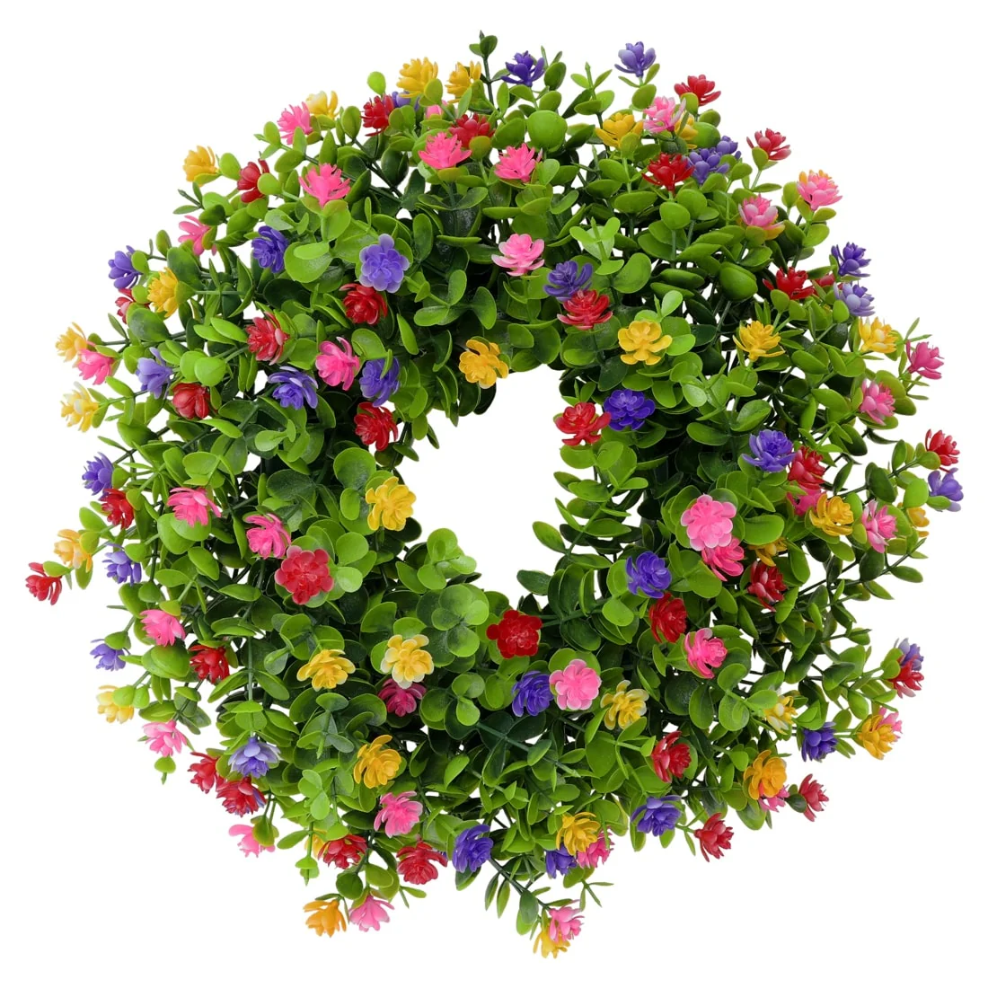 Flower Artificial Wreath for Front Door Eucalyptus Wreaths Indoor Outdoor Home Decor Spring Garland Multicolor