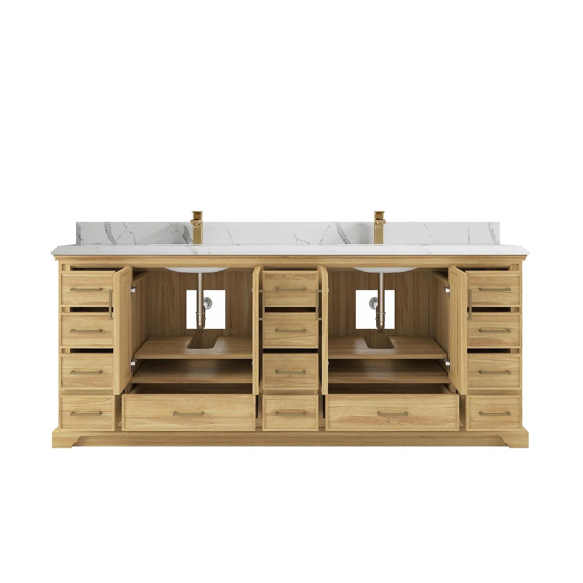 Willow Collections 84 in. W x 22 in. D Charlotte Teak Double Sink Bathroom Solid Teak Vanity with Countertop