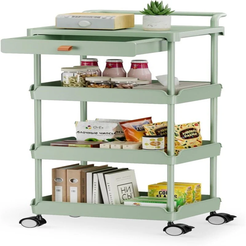 4Tier Rolling Utility Cart with Drawer - 12.9