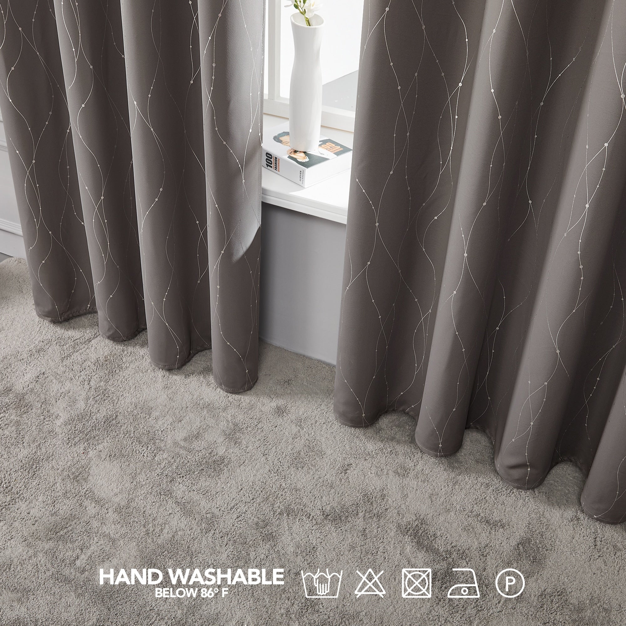 Deconovo Wave Line with Dots 52 Width Curtains Pair(2 Panel)