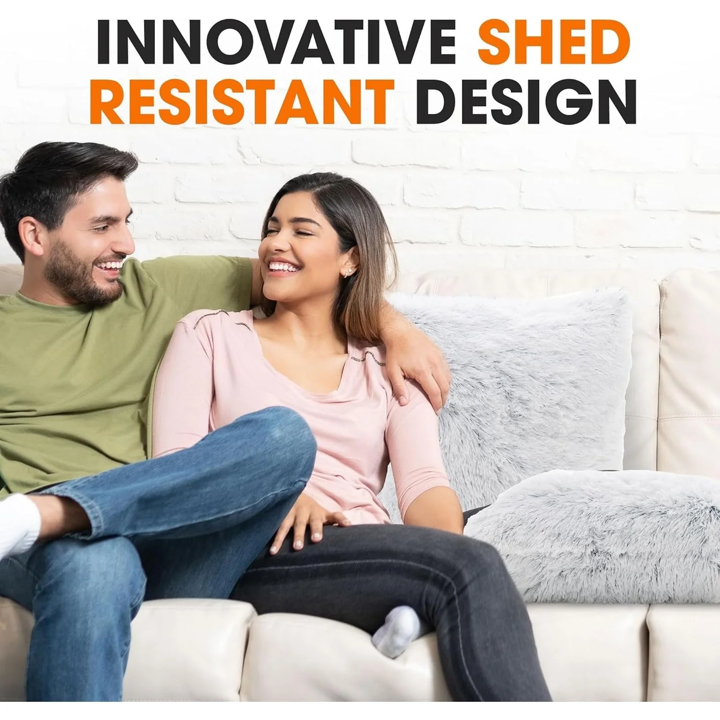 Cheer Collection Shaggy Long Hair Throw Pillows (Set of 2)