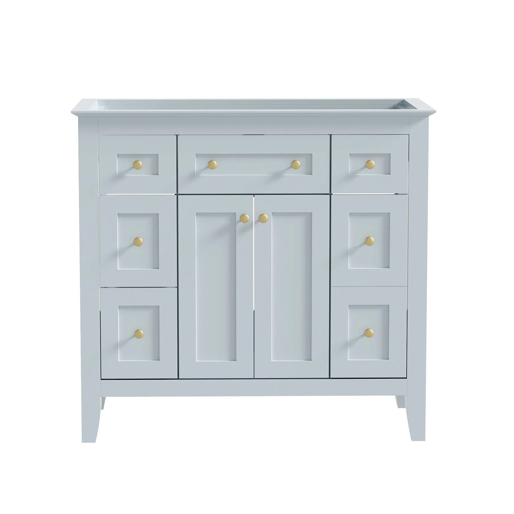 Modern Freestanding Single Bathroom Cabinet with 6 Drawers 2 Cabinets