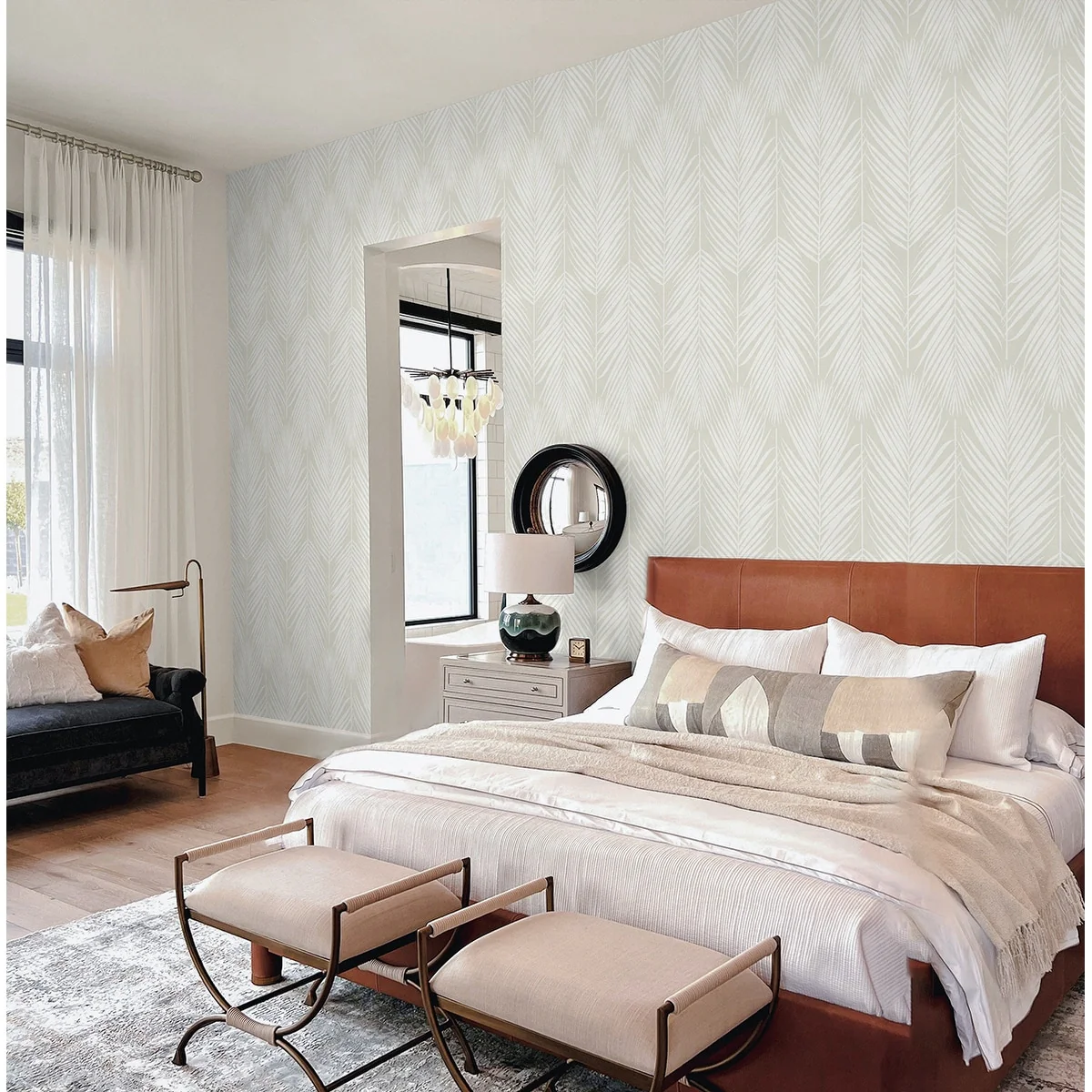 NextWall Palm Silhouette Peel and Stick Wallpaper
