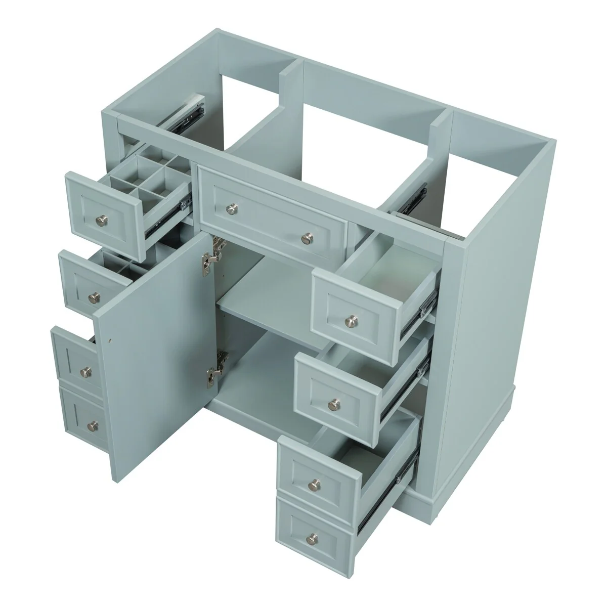 Bathroom Vanity without Sink,Cabinet Base Only,One Cabinet&Six Drawers
