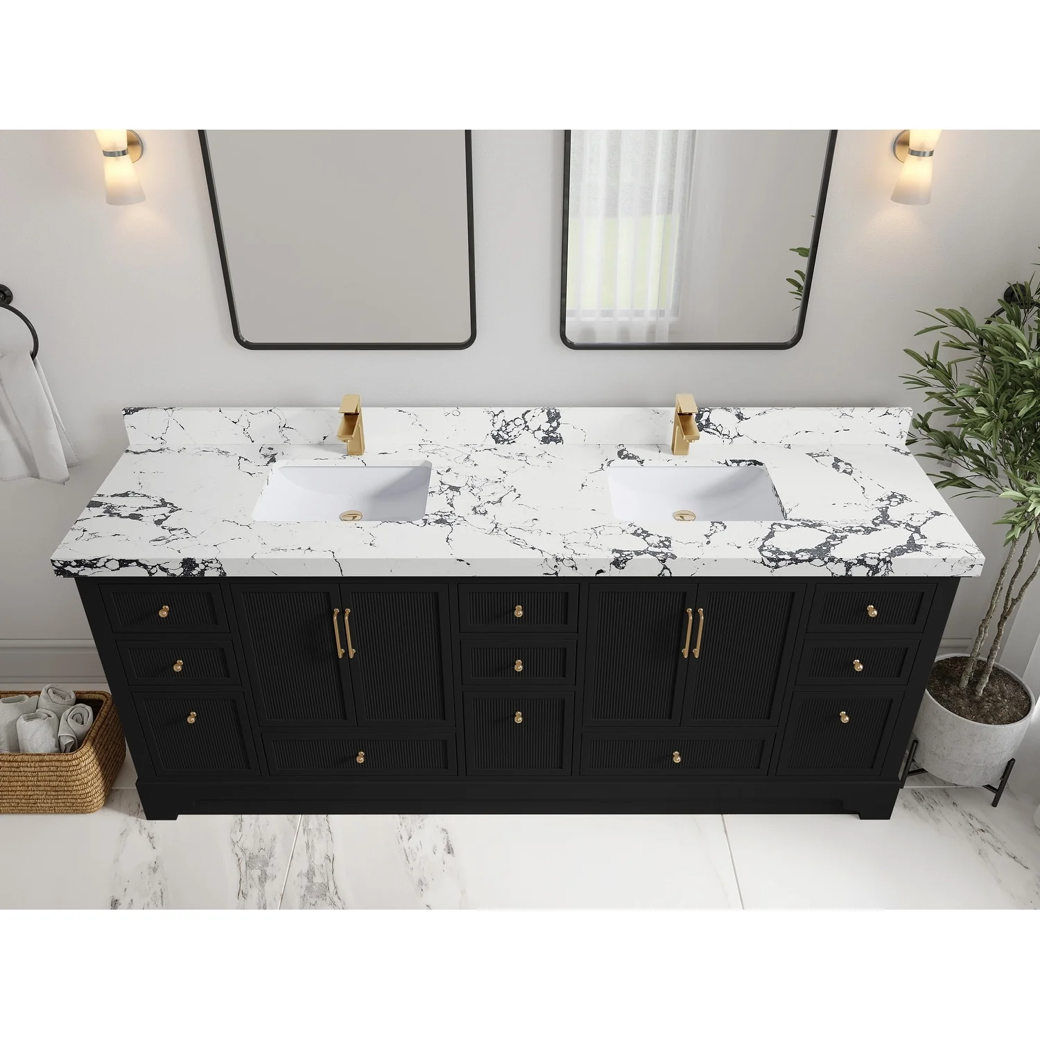 Willow Collections 84 in. W x 22 in. D Alys Double Bowl Sink Bathroom Vanity with Countertop
