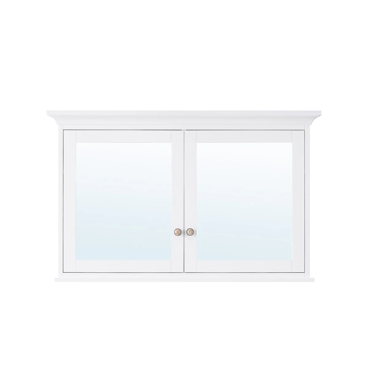 30''H Surface Mount Solid Wood Framed Medicine Cabinet With Mirror And Wooden Shelves