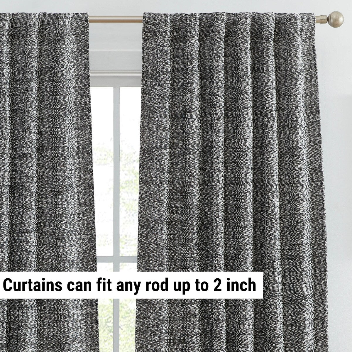 HLC.ME Easton Jacquard Slub Texture - Privacy Curtains with Back Tab Rod Pocket Lightweight Window Curtains Panels, Set of 2