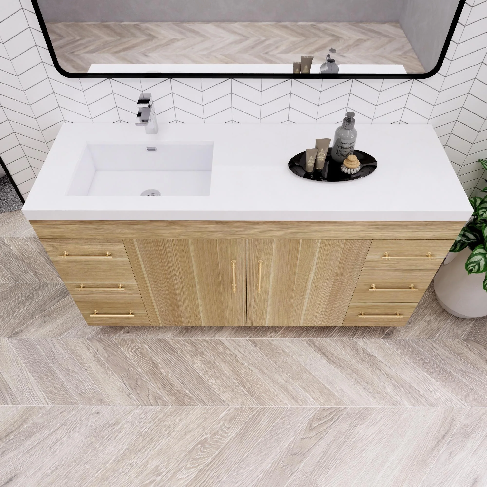 Eliza 60'' Freestanding Vanity with Single Sink on the Left