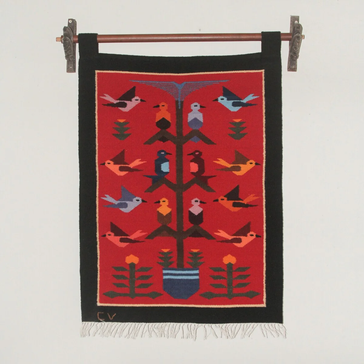 Novica Handmade Red Birds In Eden Wool Tapestry
