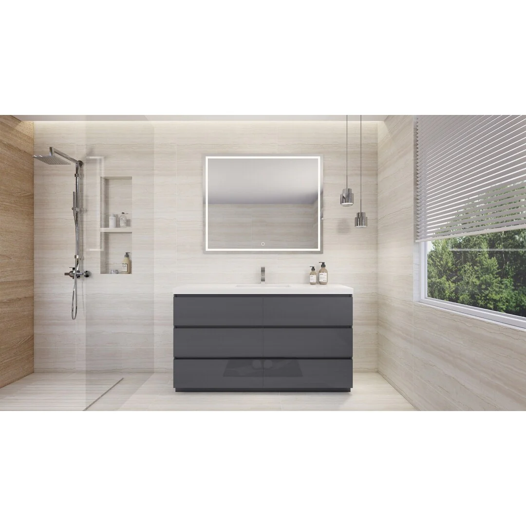 Aron 60'' Freestanding Vanity with Single Reinforced Acrylic Sink