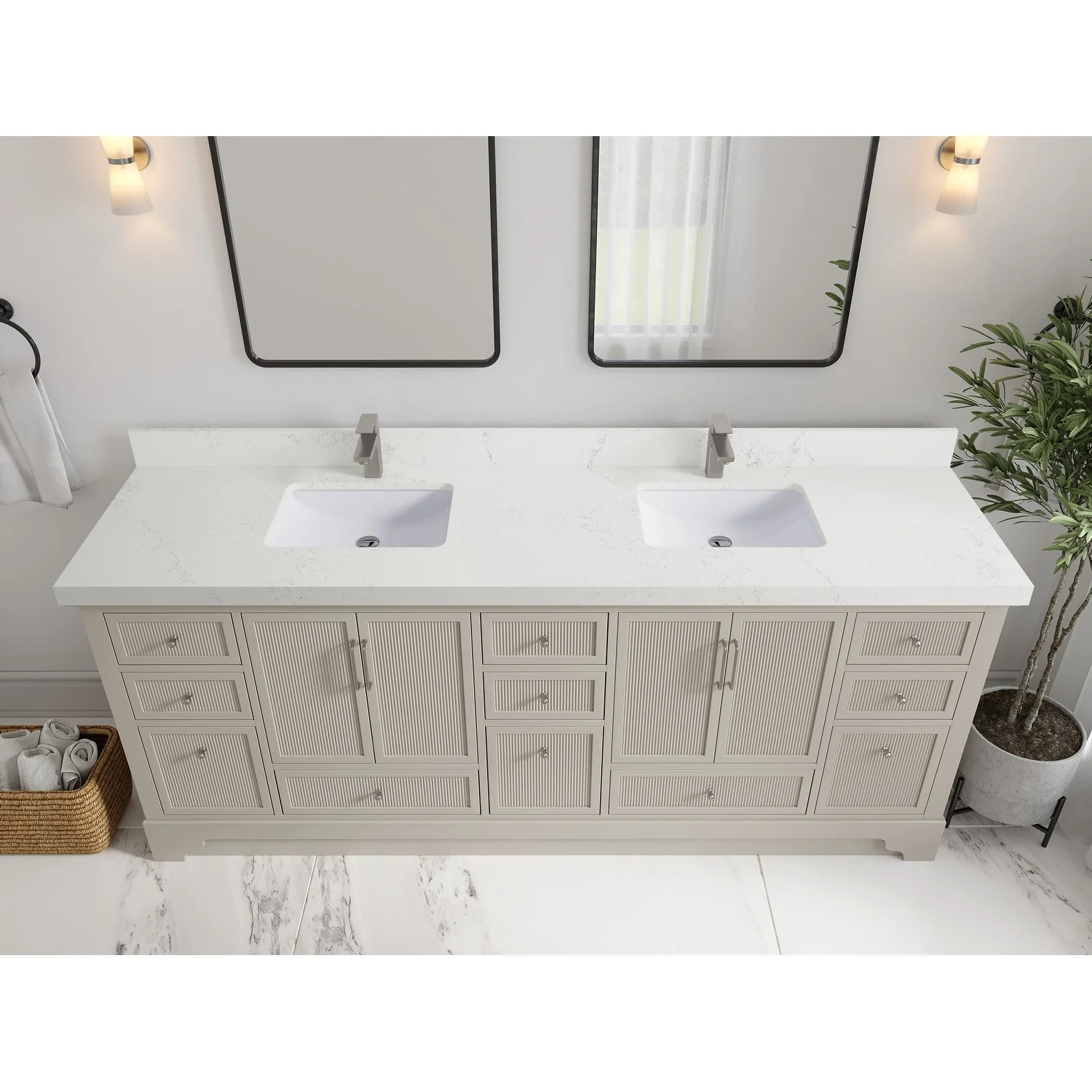 Willow Collections 84 in. W x 22 in. D Alys Double Bowl Sink Bathroom Vanity with Countertop