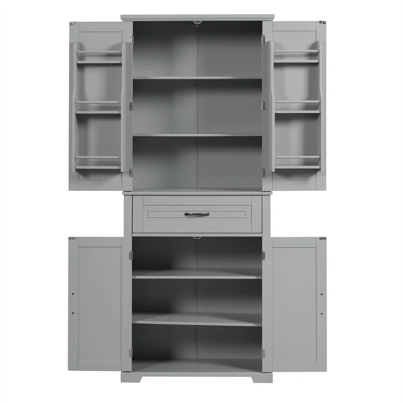 Bathroom Floor Cabinet, Freestanding Storage Cabinet with Doors and Drawer, Kitchen Cupboard with Adjustable Shelf