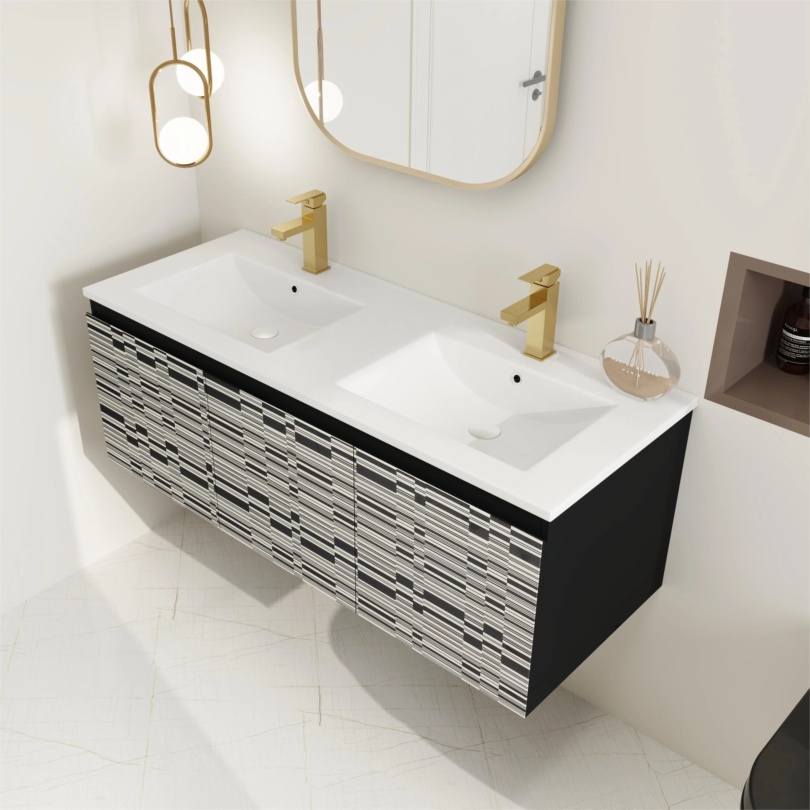 BNK 24/30/48 Inch Double Sink Bathroom Vanity with Soft Close Door