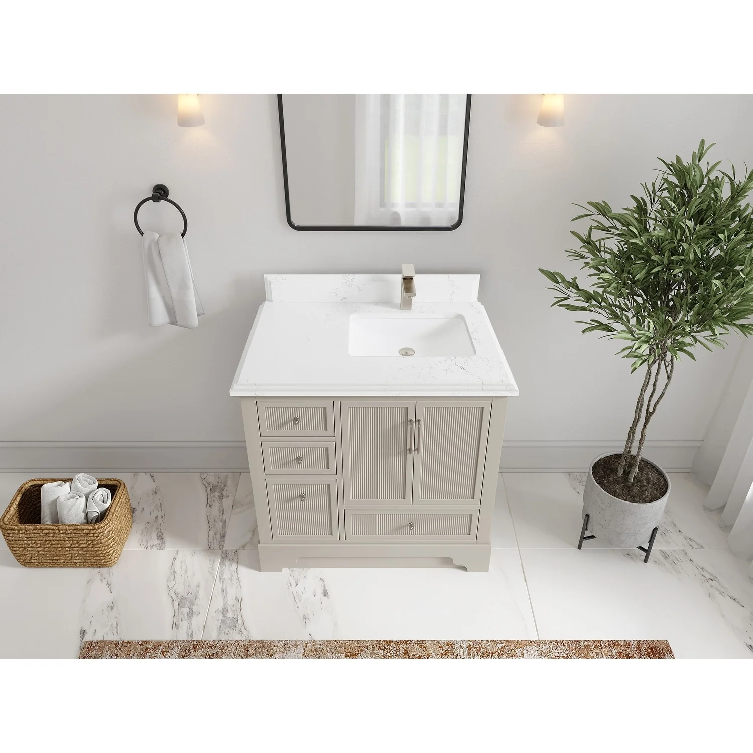 Willow Collections 36 in. W x 22 in. D Alys Right Offset Sink Bathroom Vanity with Countertop