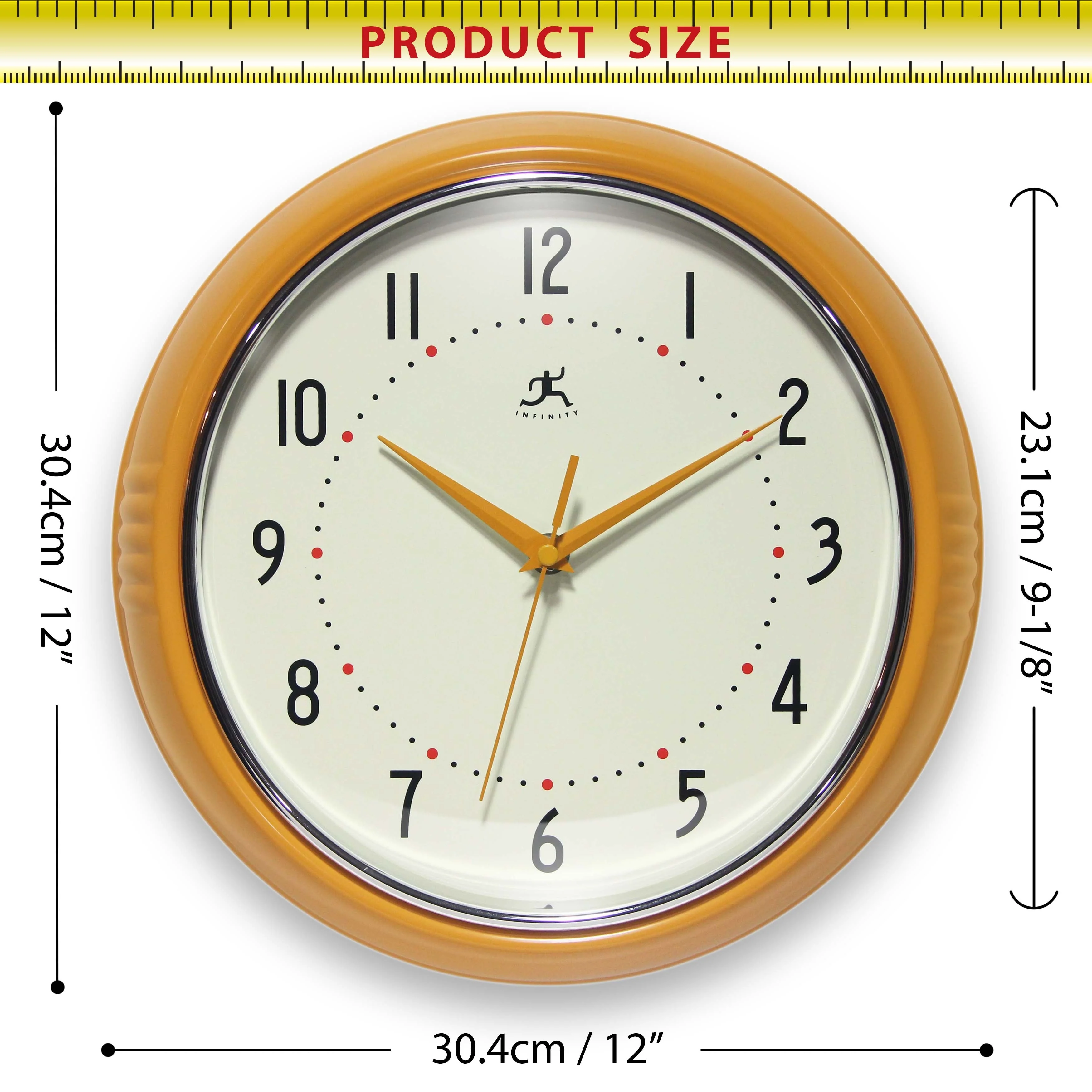 Round Retro Kitchen Wall Clock by Infinity Instruments