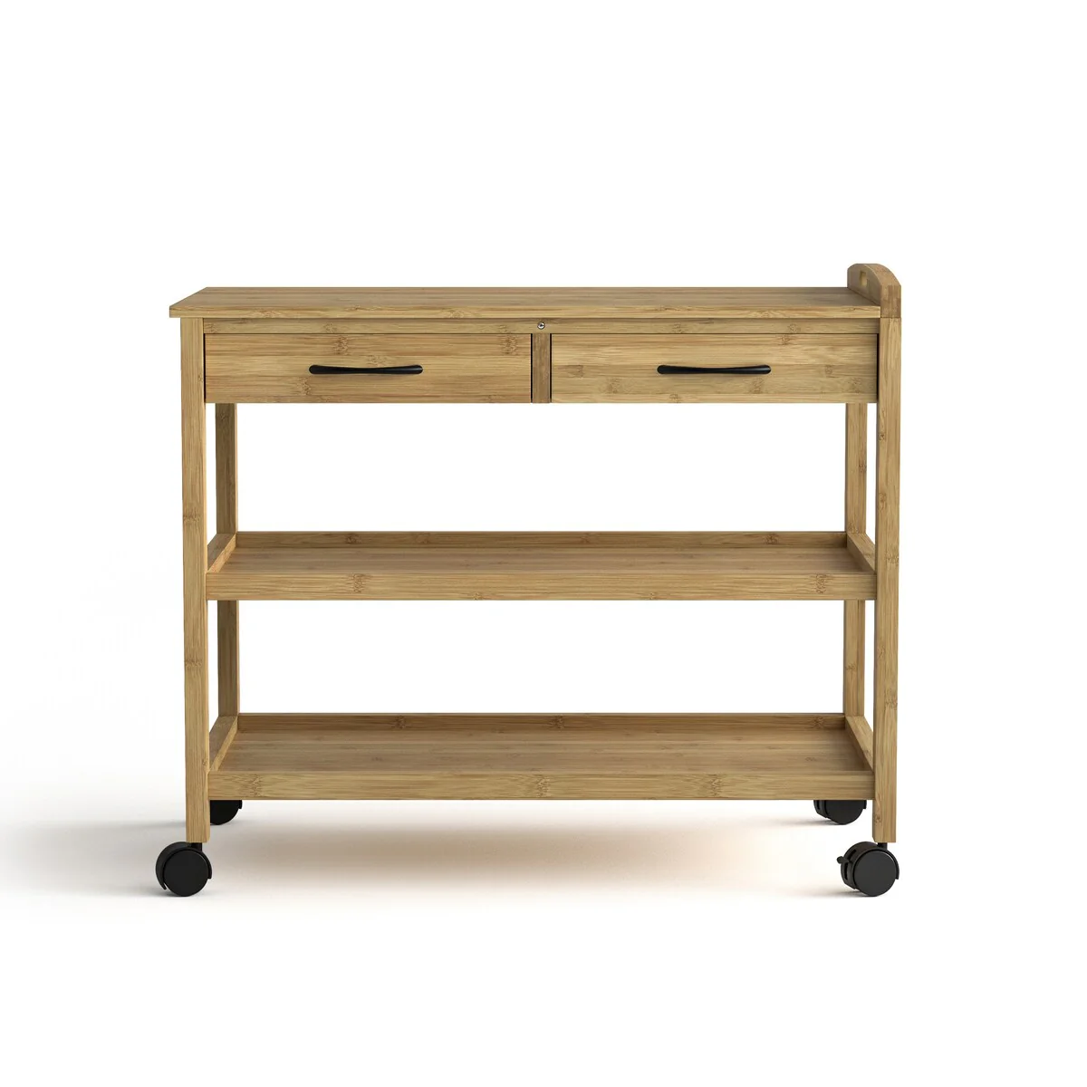 Furniture of America Lux Contemporary Natural Bamboo Kitchen Island Storage Cart with 2 Drawers and 2 Shelves