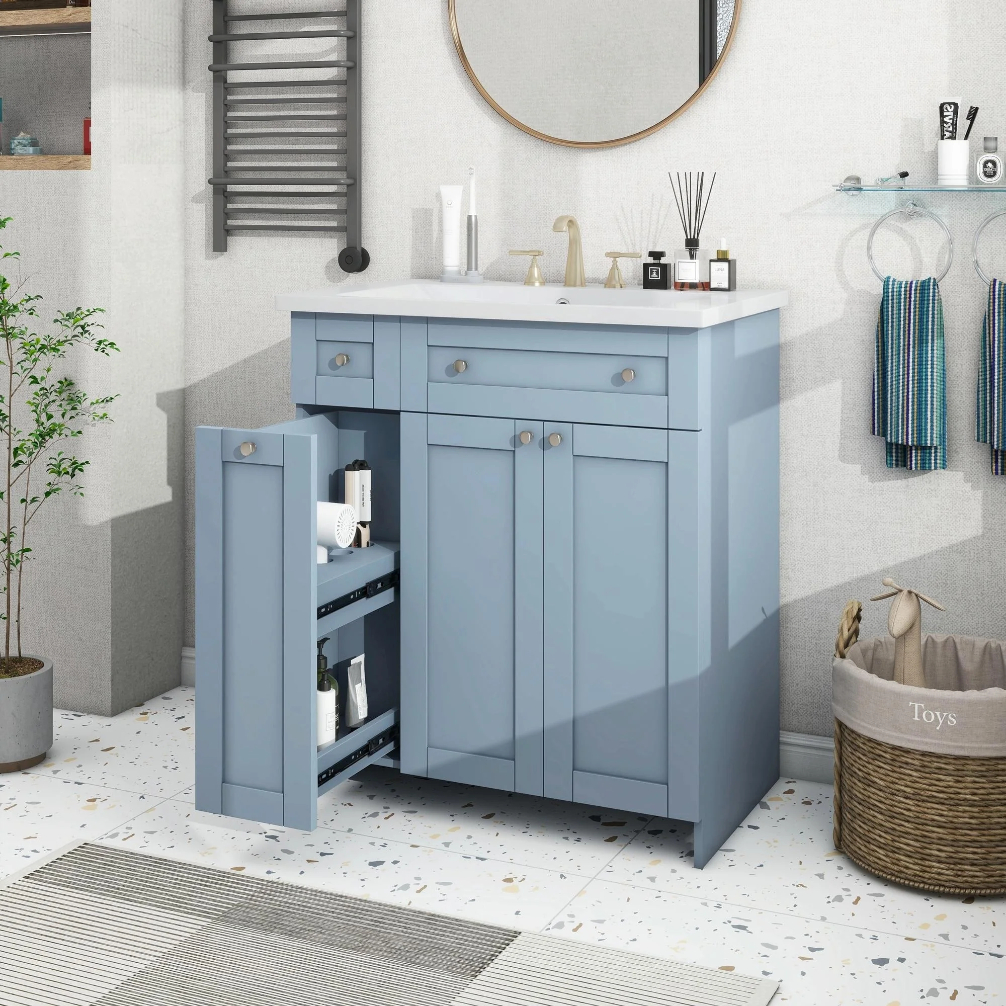30-Inch Bathroom Vanity with Ceramic Sink Combo