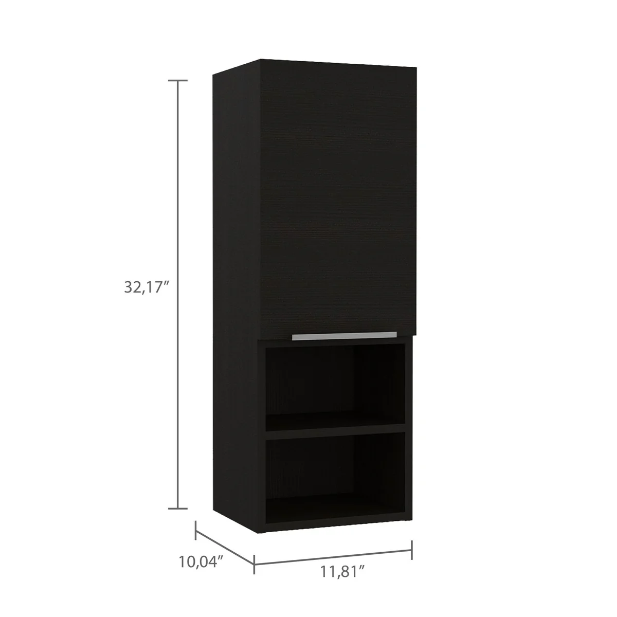 Modern Wood Medicine Cabinet, Compact Bathroom Medicine Cabinet with 1 Door and Open Shelves, 32.08 