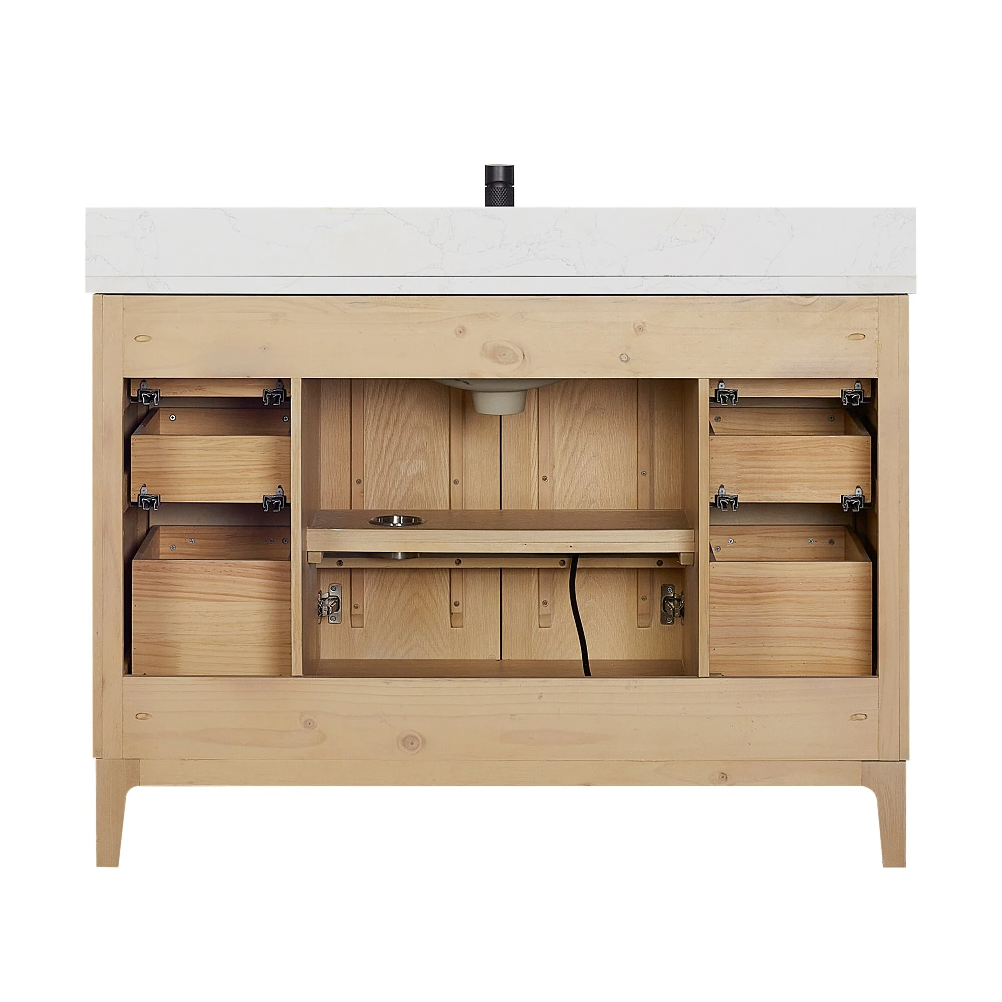 Gara Single Bath Vanity with Composite Stone Top and Mirror