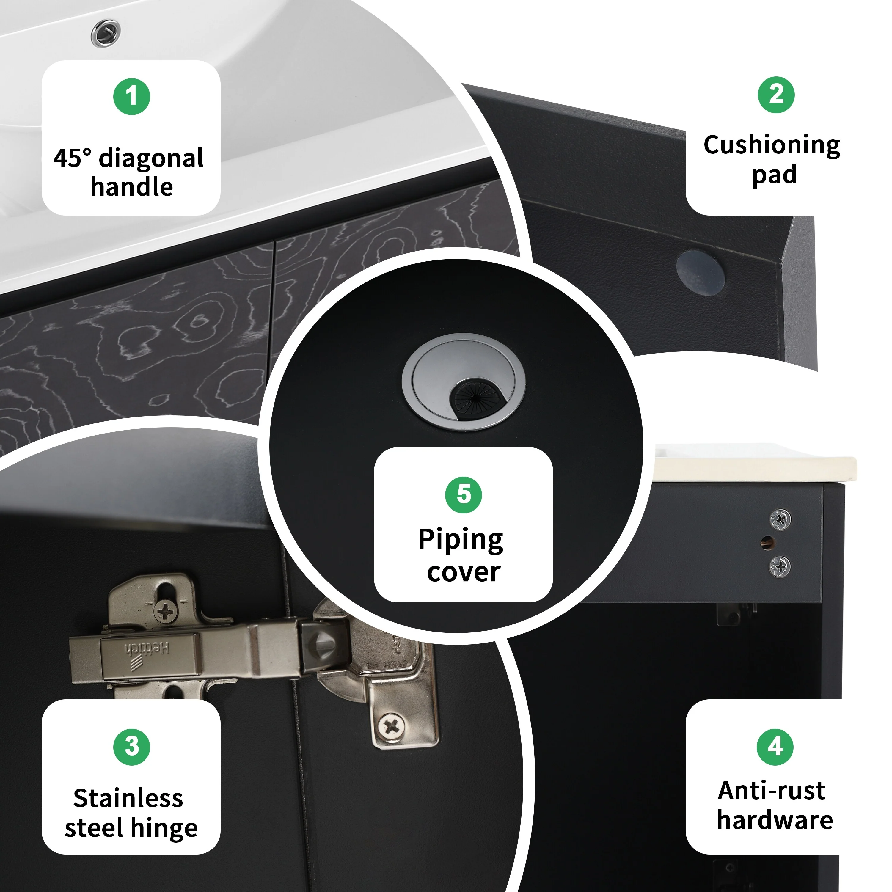 BNK 24/30/48 Inch Double Sink Bathroom Vanity with Soft Close Door