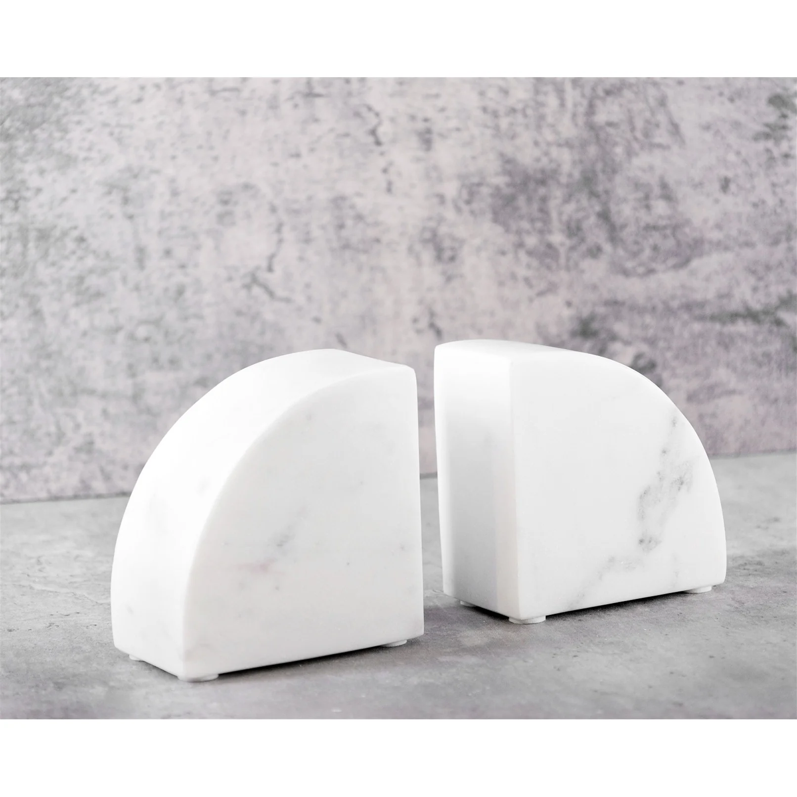 Set of 2 White Marble Bookends
